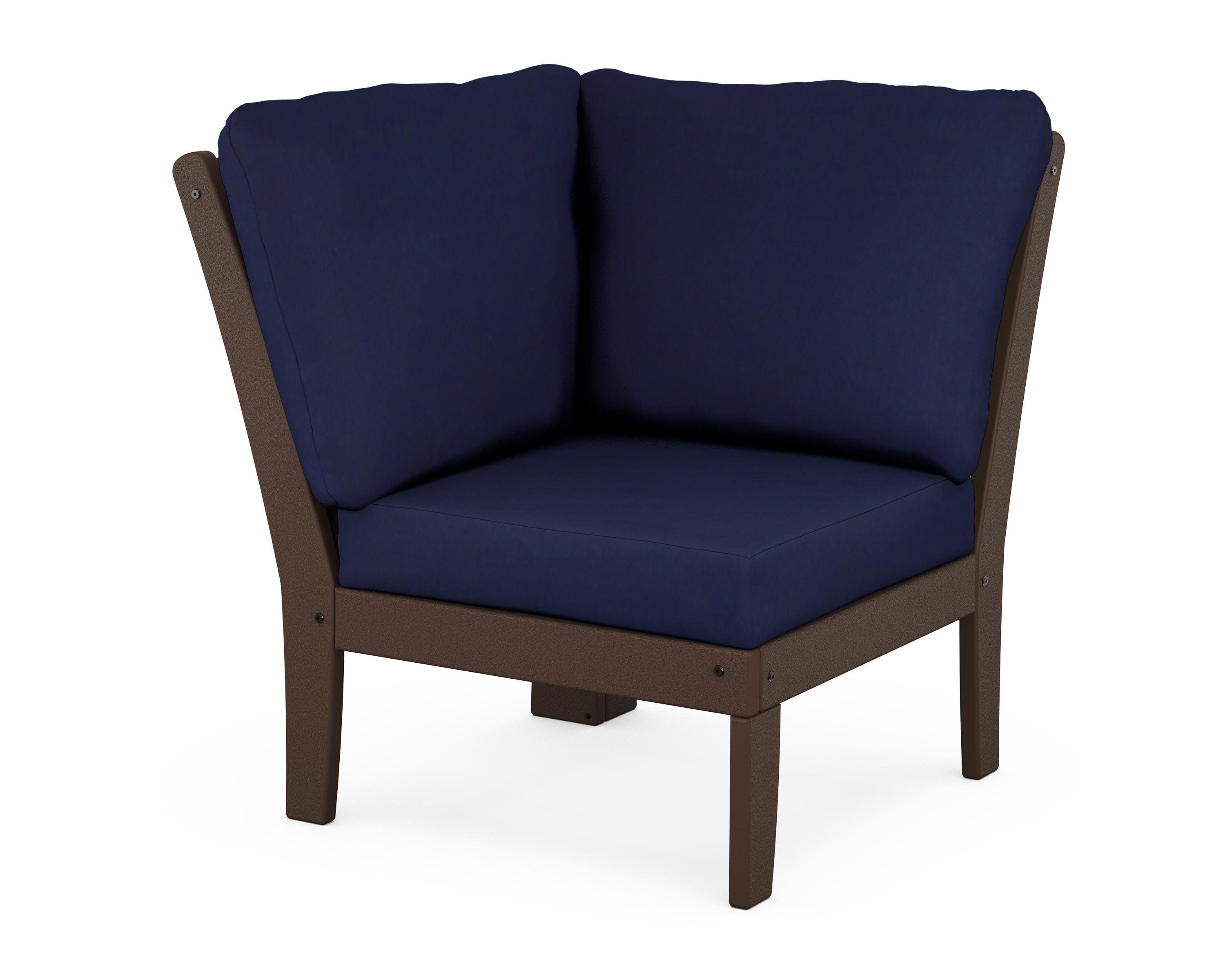 Braxton Modular Corner Chair in Mahogany / Navy