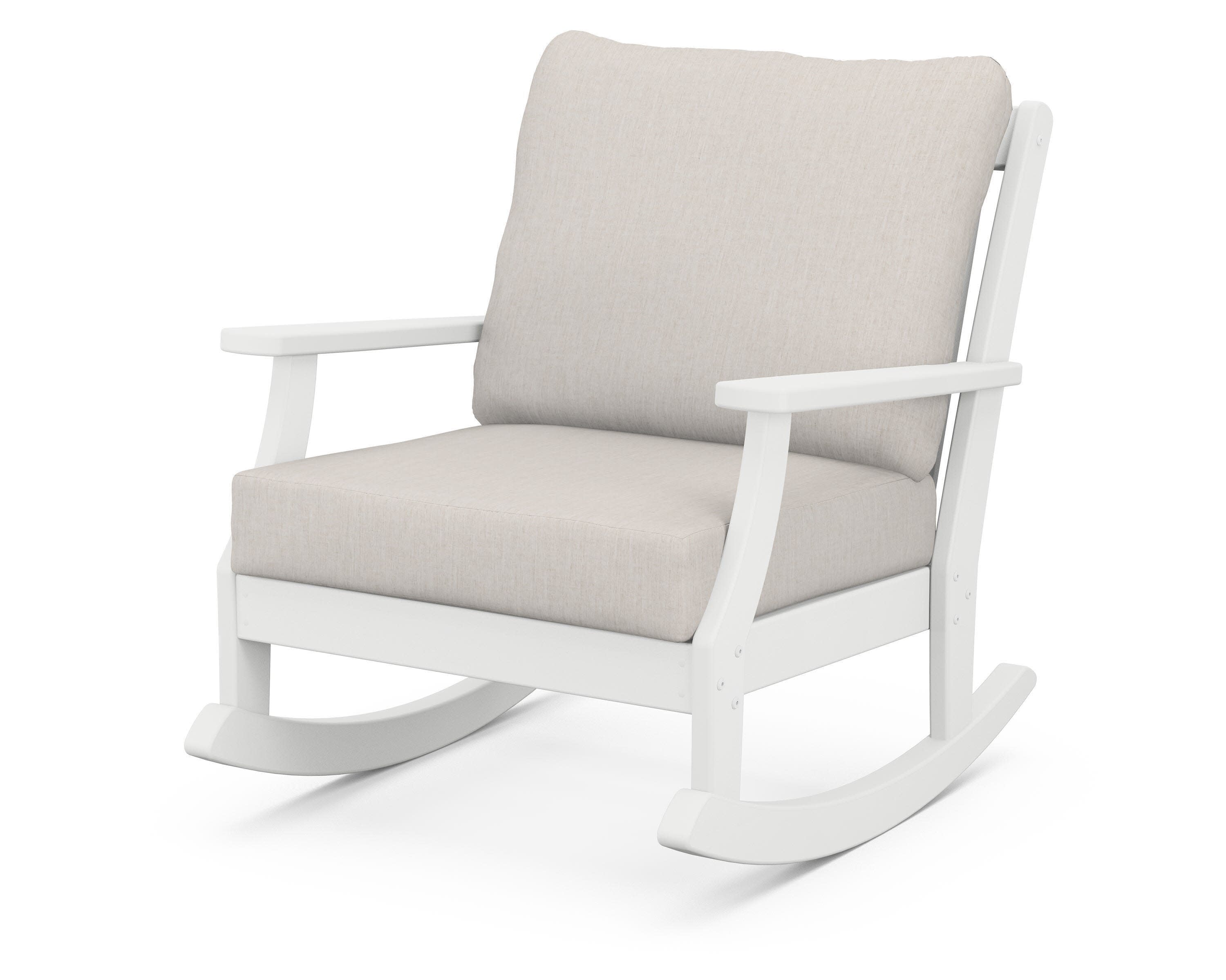 Braxton Deep Seating Rocking Chair in White / Cast Ash