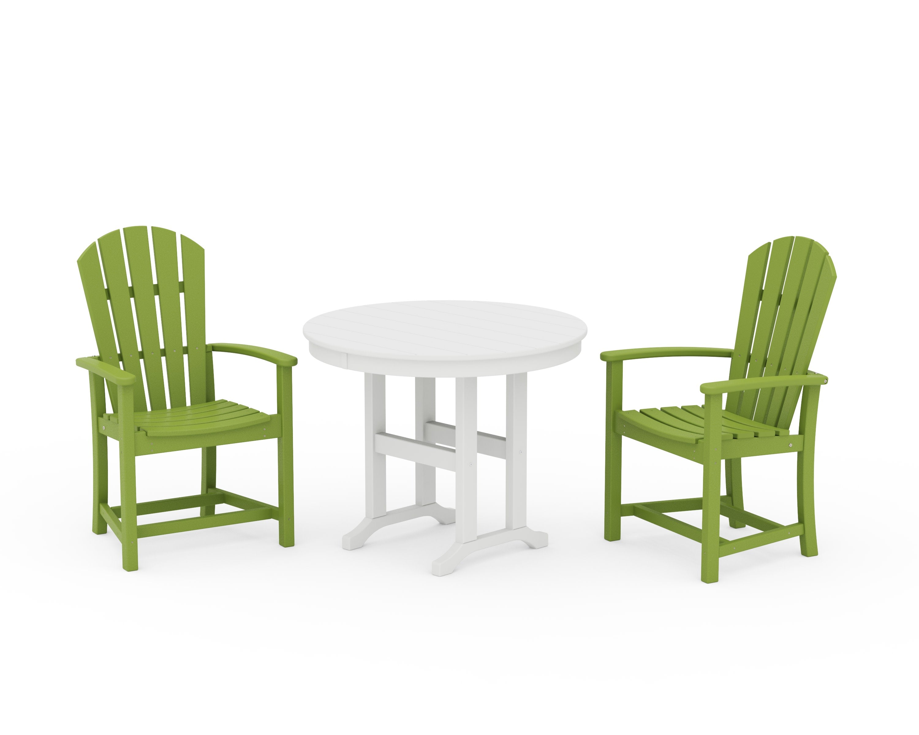 Palm Coast 3-Piece Round Farmhouse Dining Set in Lime / White