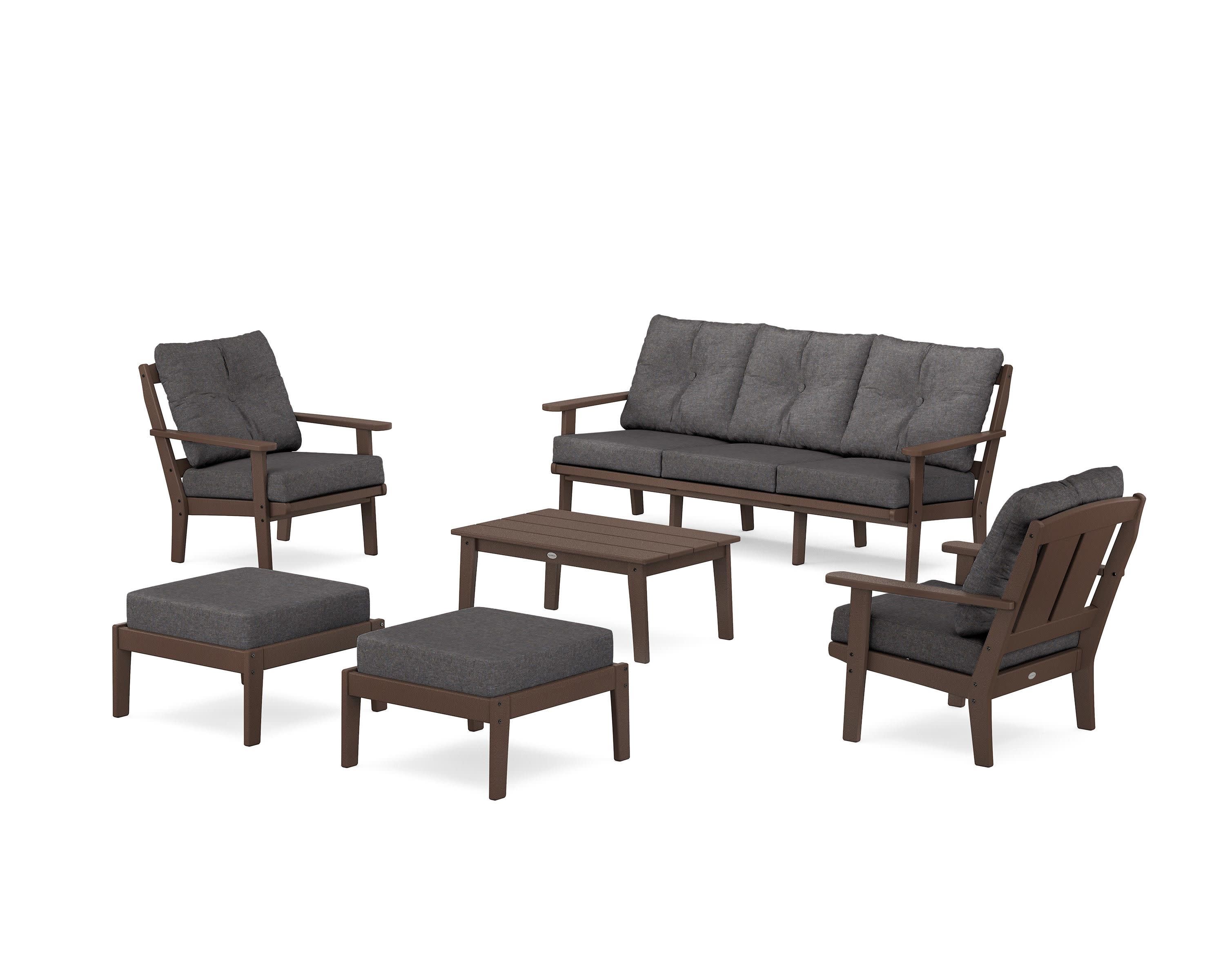 Mission 6-Piece Lounge Sofa Set in Mahogany / Ash Charcoal