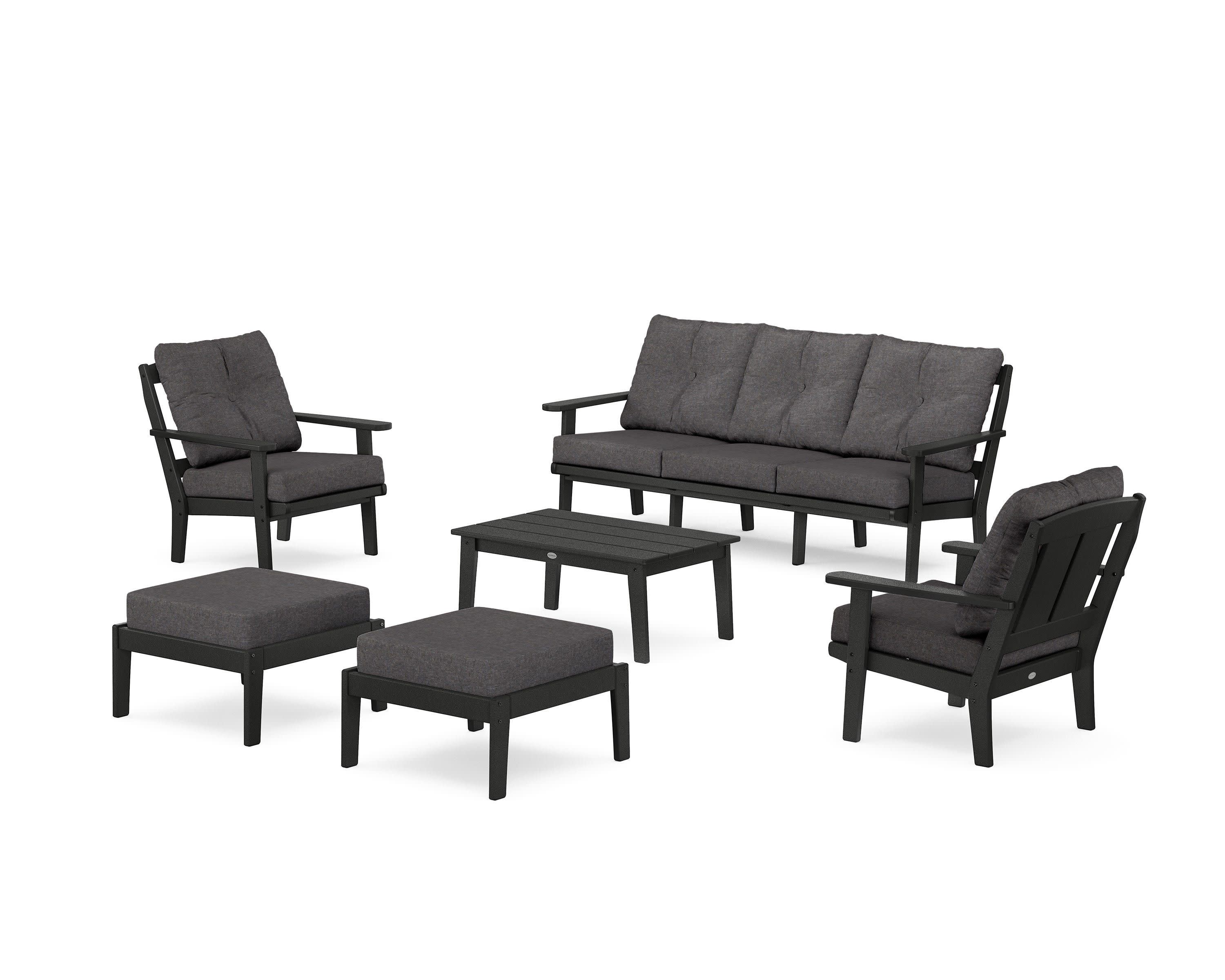 Mission 6-Piece Lounge Sofa Set in Black / Ash Charcoal
