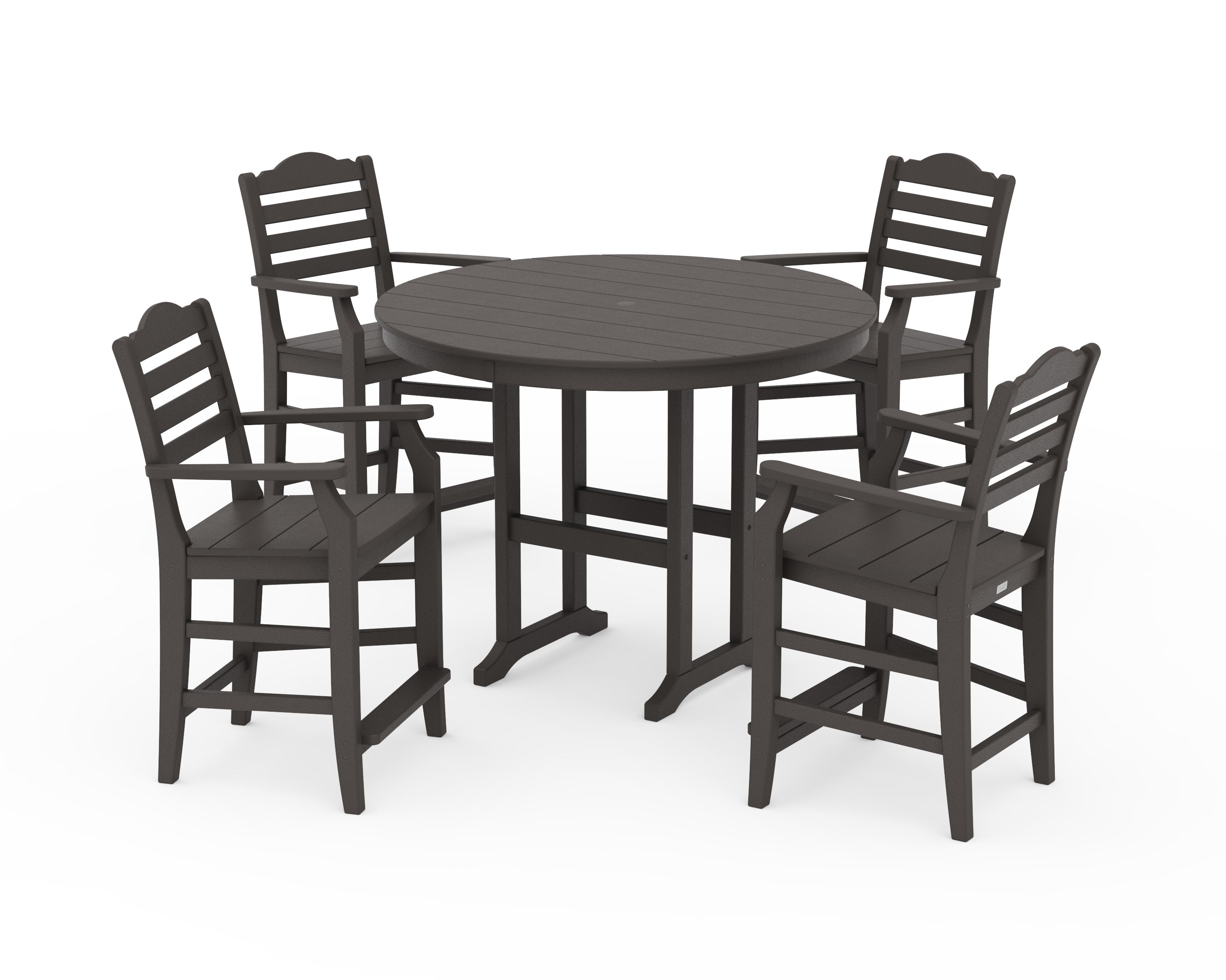Savannah 5-Piece Round Farmhouse Counter Set in Vintage Coffee