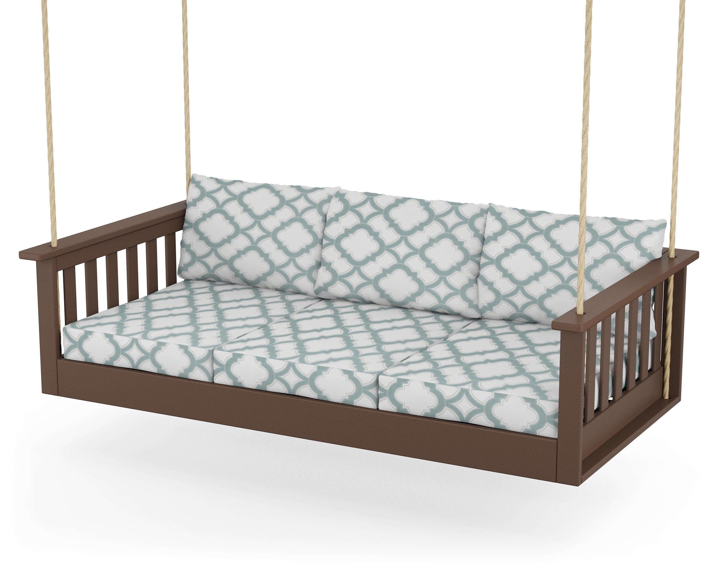 Vineyard Daybed Swing in Mahogany / Trellis Glacier Spa