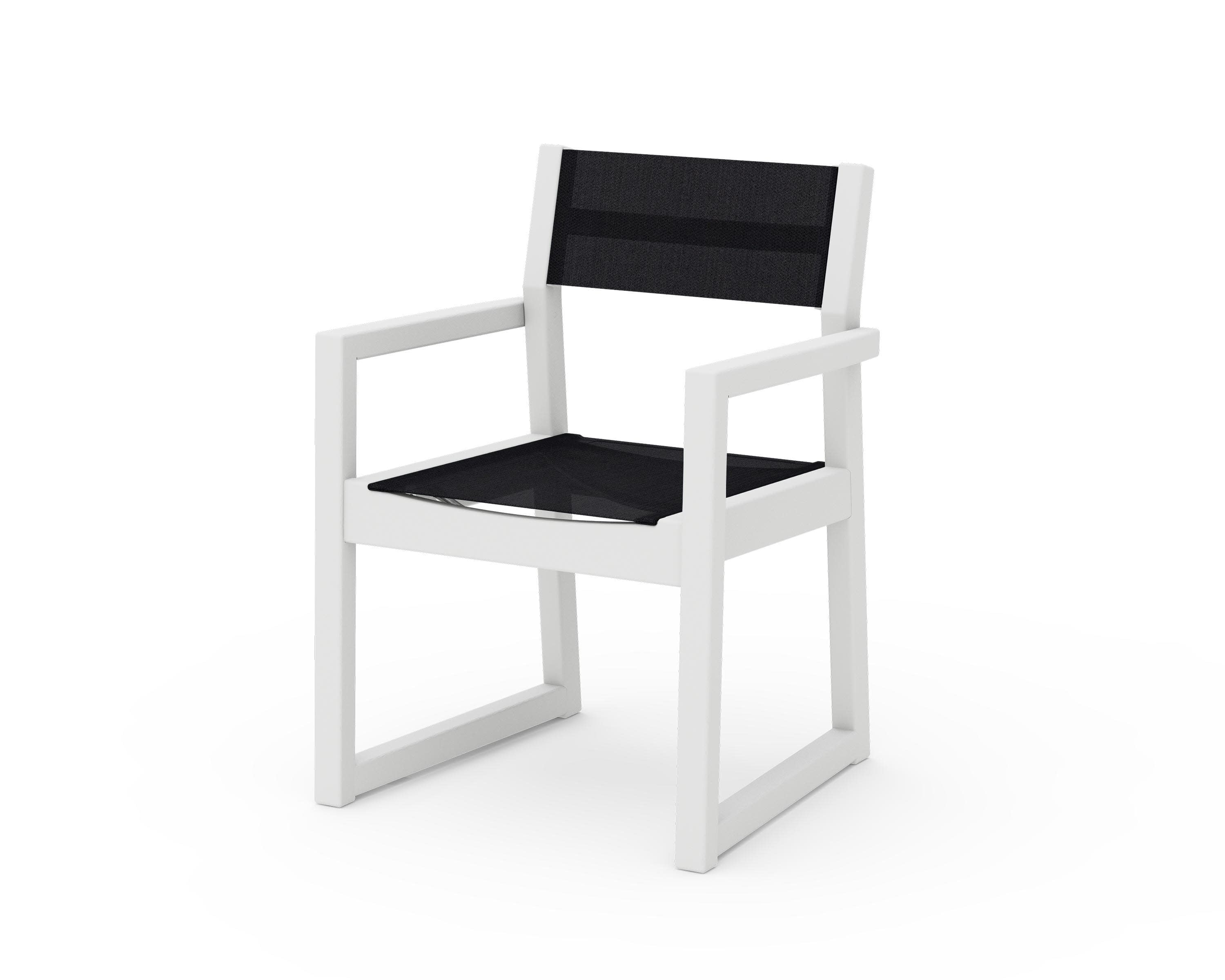 EDGE Sling Dining Arm Chair in White / Black Sling