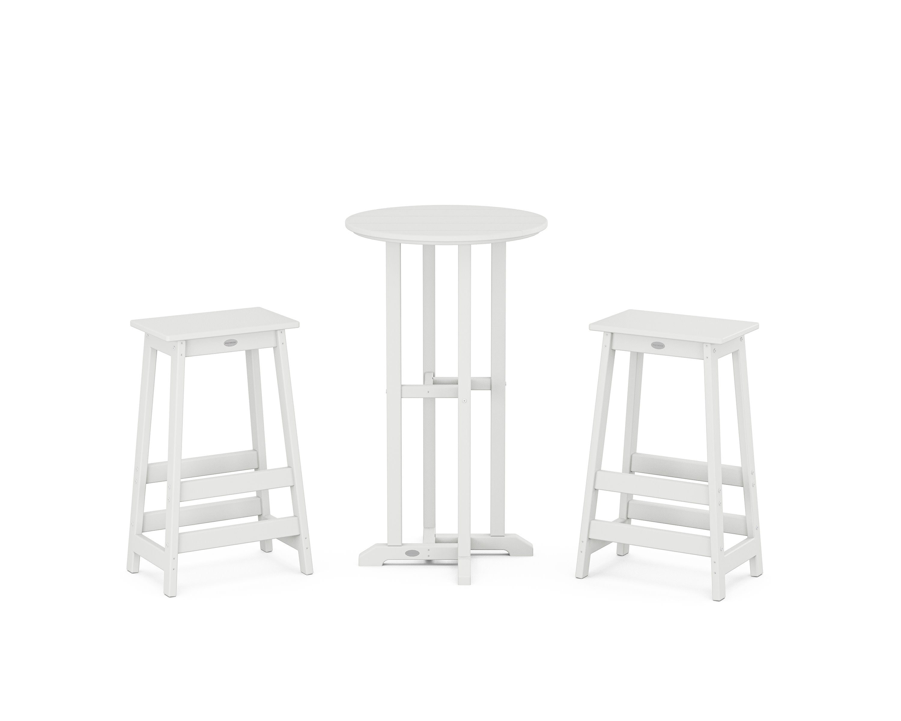 Modern Studio Bar Stool 3-Piece Bistro Set in White