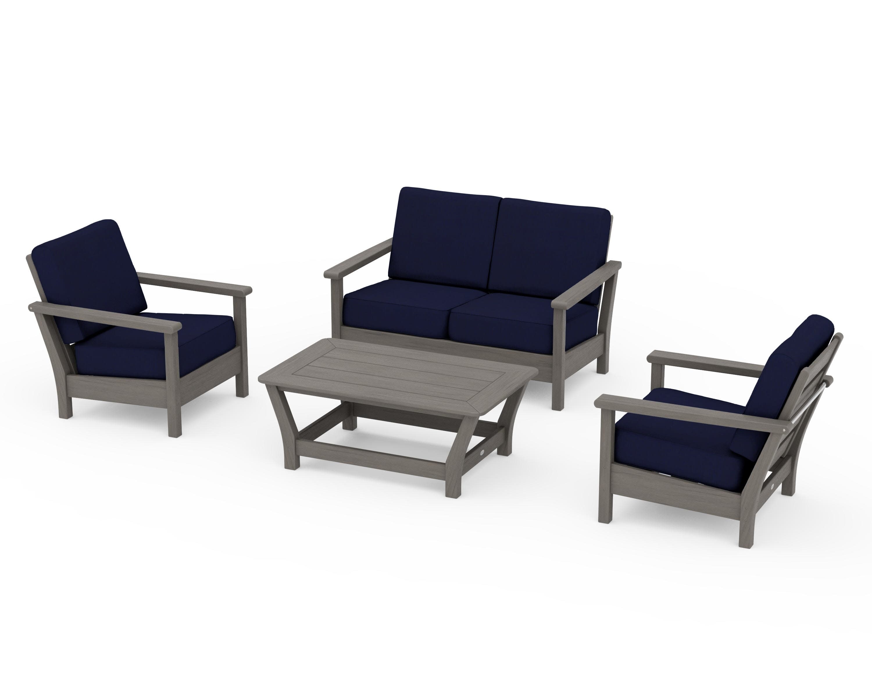 Harbour 4-Piece Deep Seating Set in Driftwood / Navy
