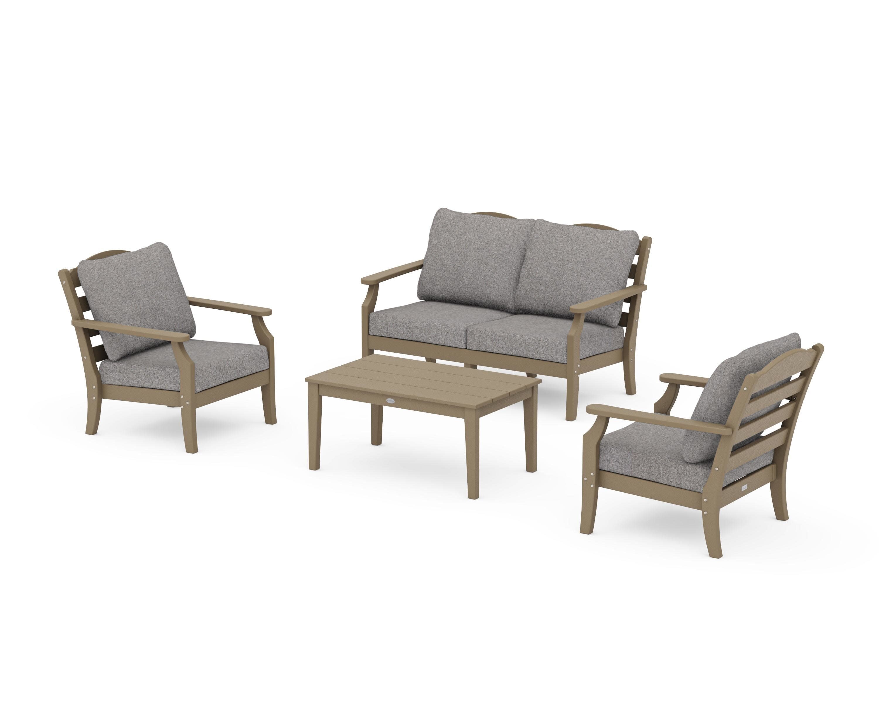 Savannah 4-Piece Deep Seating Set with Loveseat in Vintage Sahara / Grey Mist
