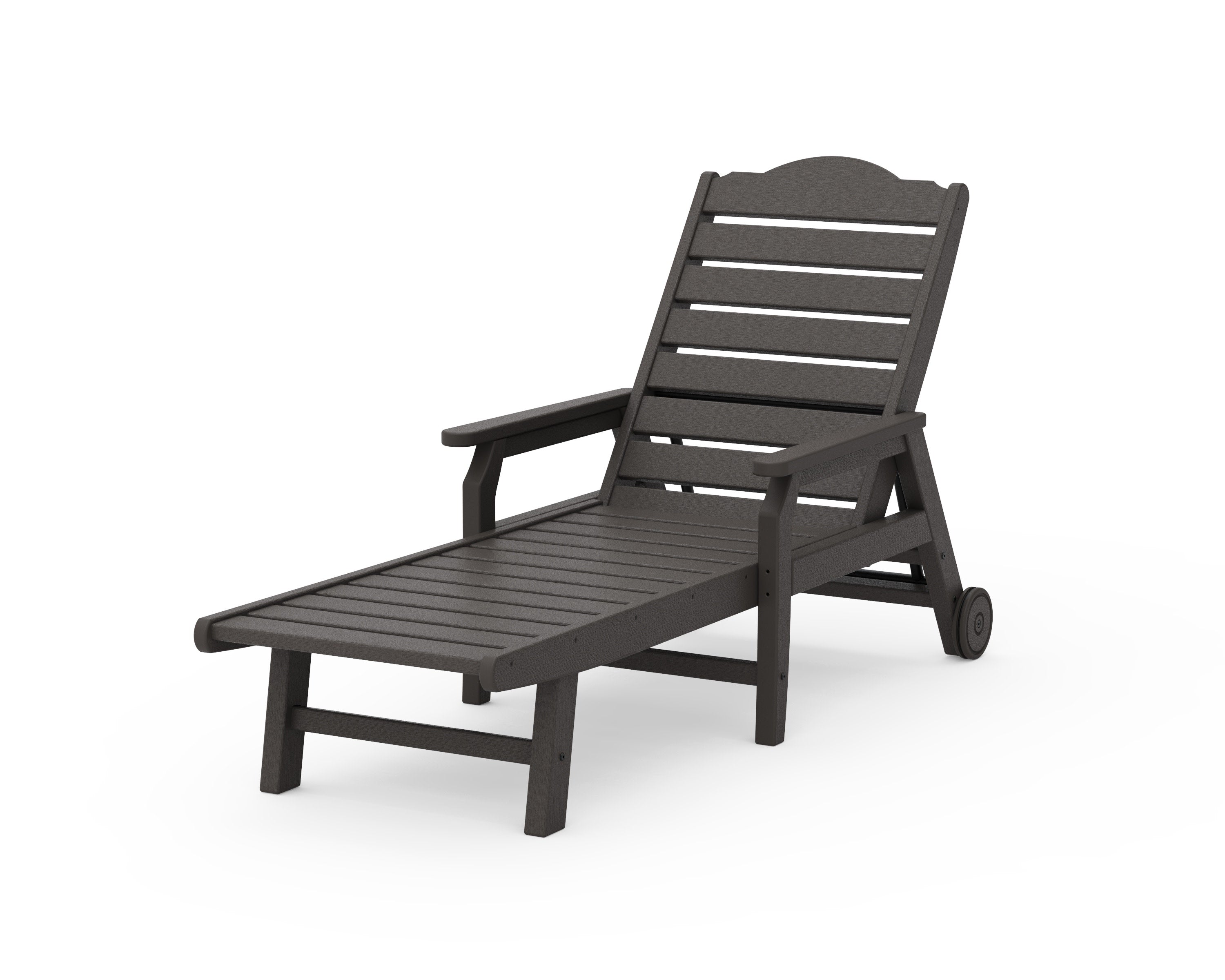 Savannah Chaise with Arms and Wheels in Vintage Coffee