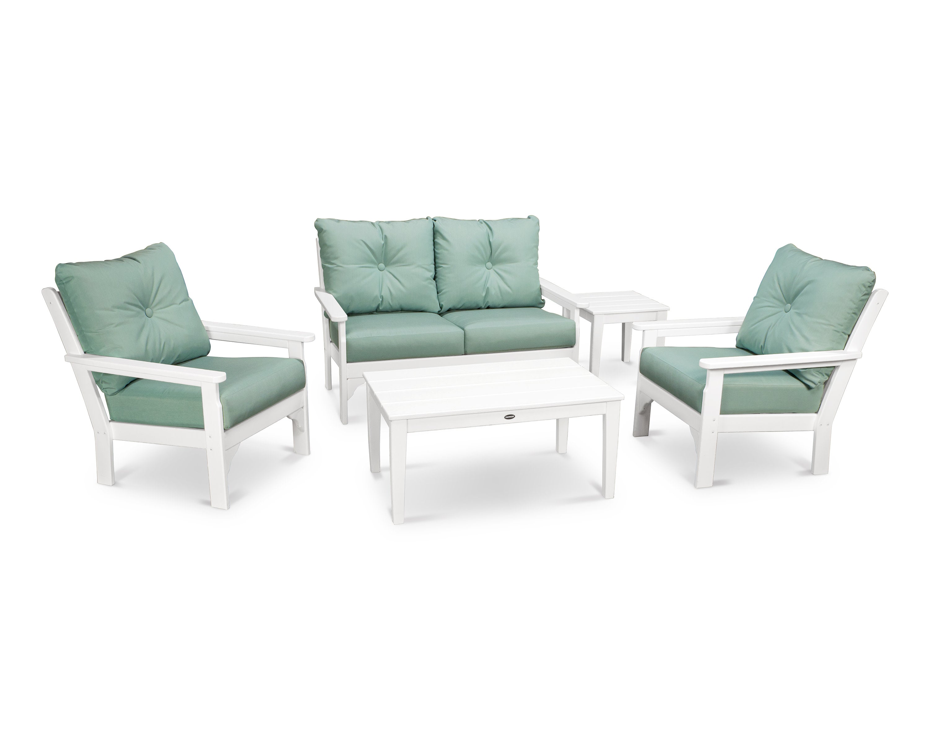 Vineyard 5-Piece Deep Seating Set in White / Spa