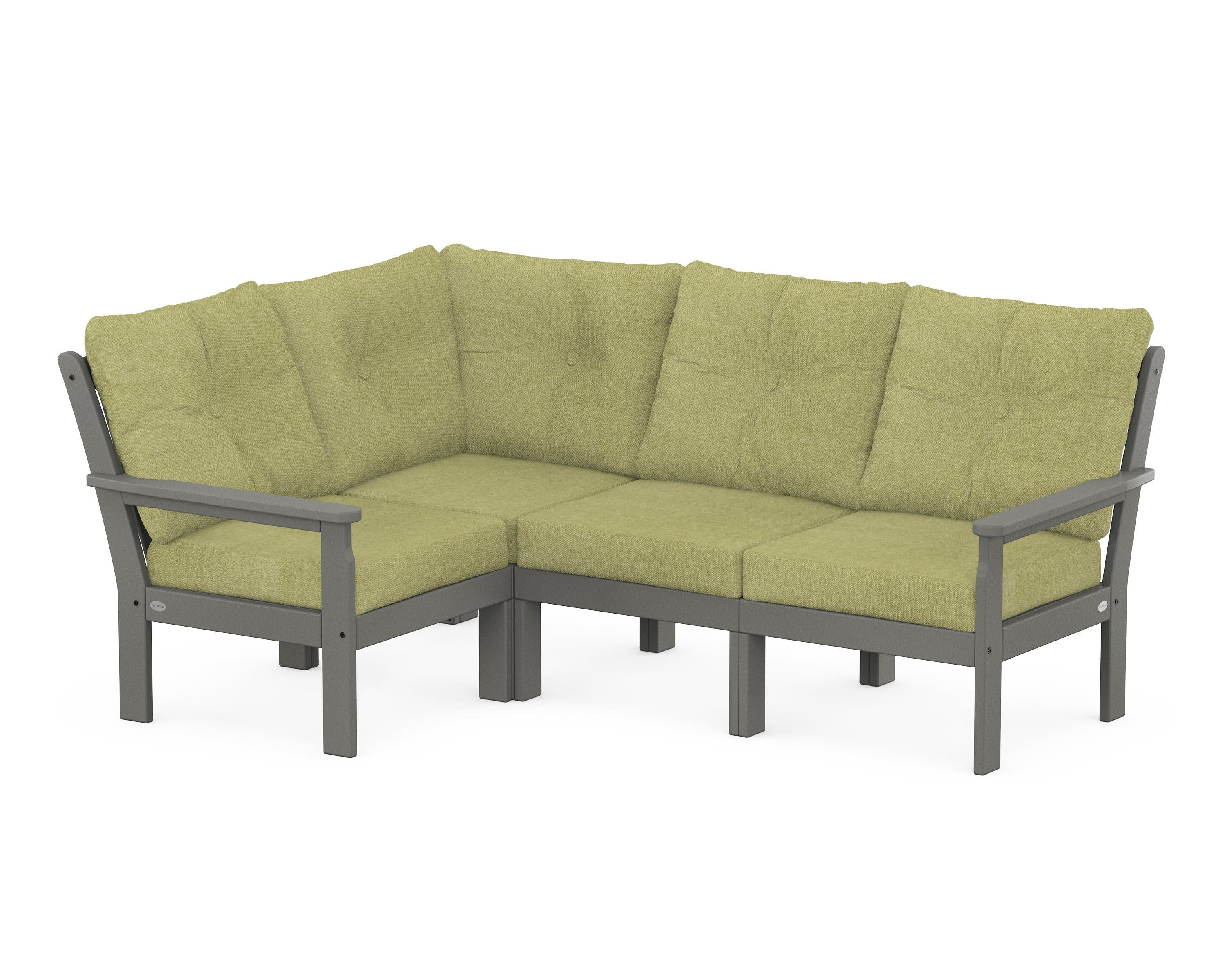 Vineyard 4-Piece Sectional in Slate Grey / Chartreuse Boucle