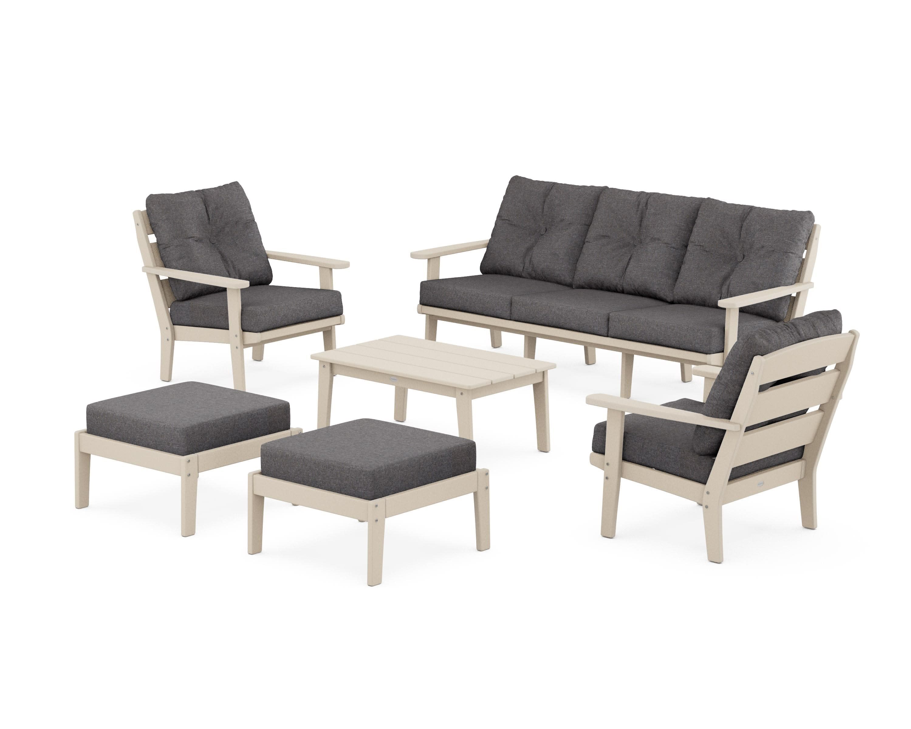 Lakeside 6-Piece Lounge Sofa Set in Sand / Ash Charcoal