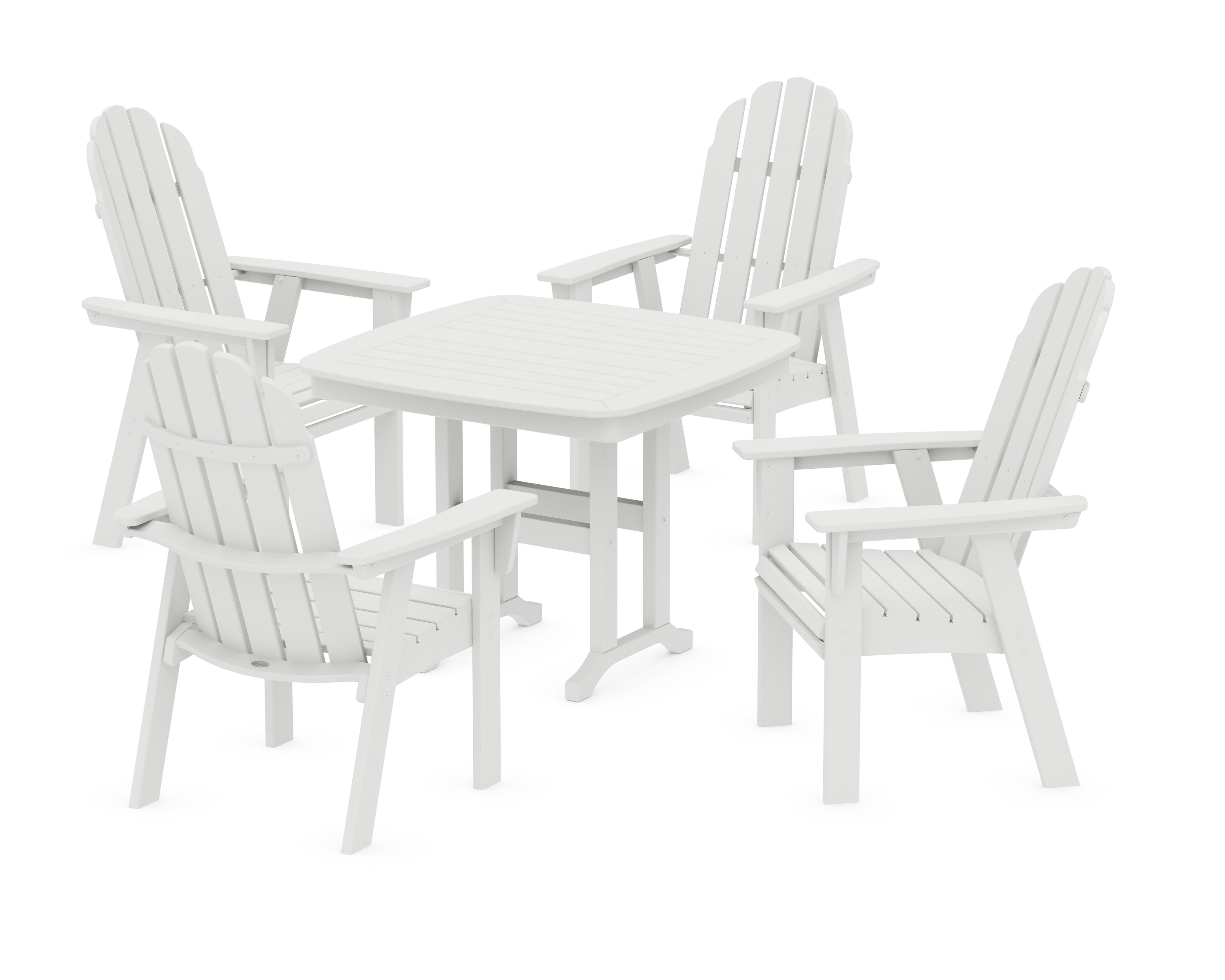 Vineyard Curveback Adirondack 5-Piece Dining Set in Vintage White