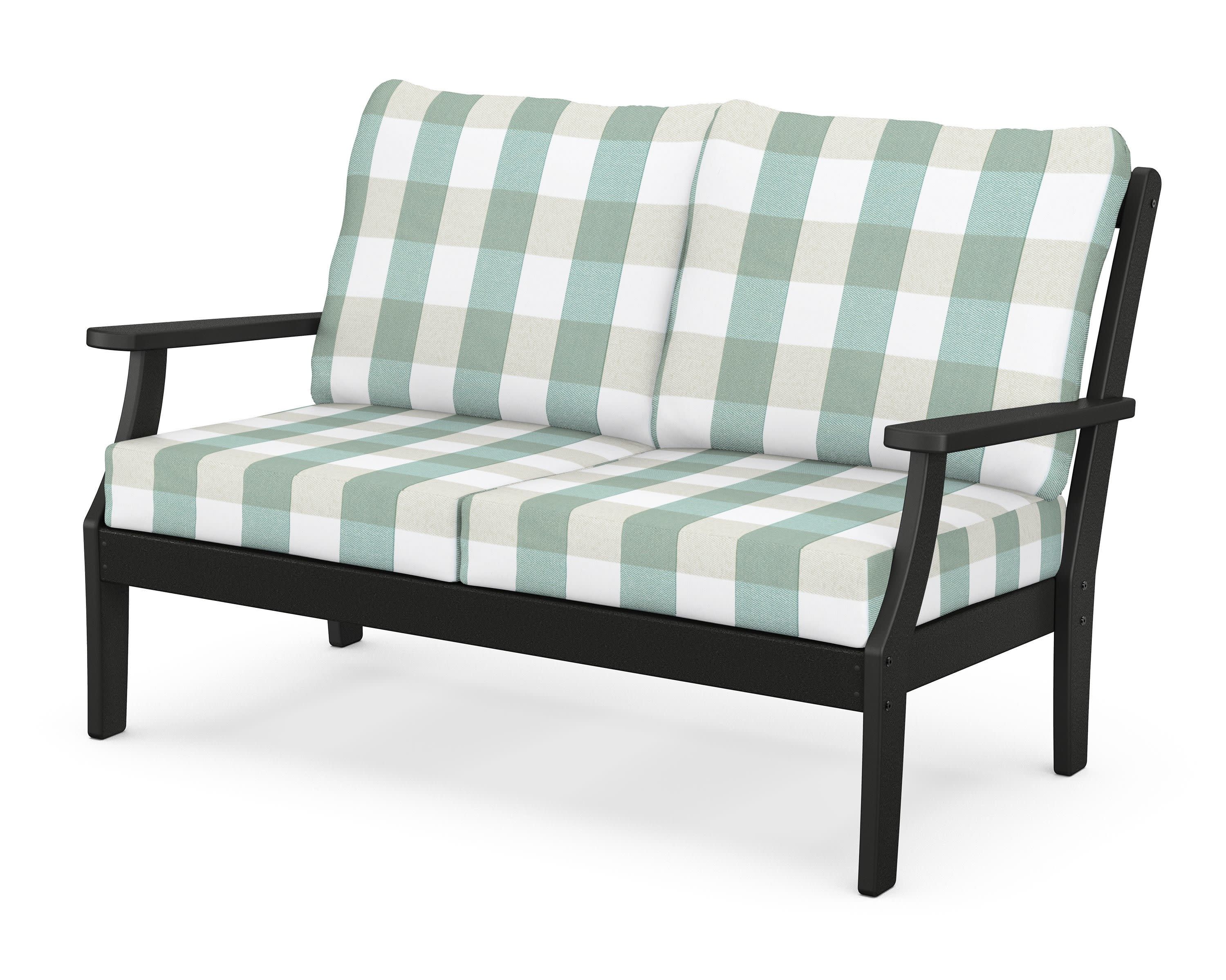 Braxton Deep Seating Loveseat in Black / Buffalo Plaid Glacier Spa
