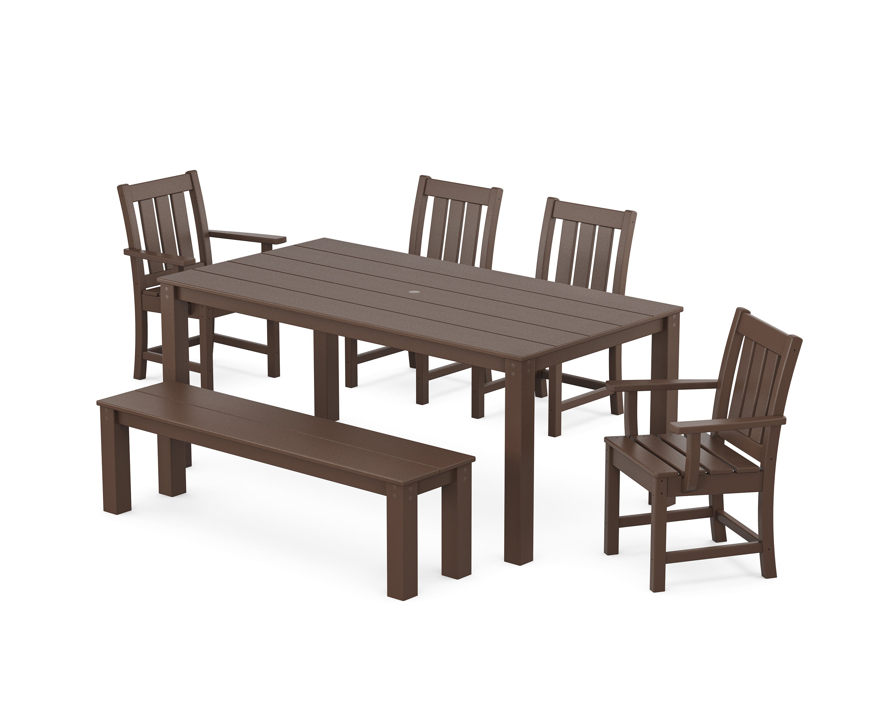 Oxford 6-Piece Parsons Dining Set with Bench in Mahogany