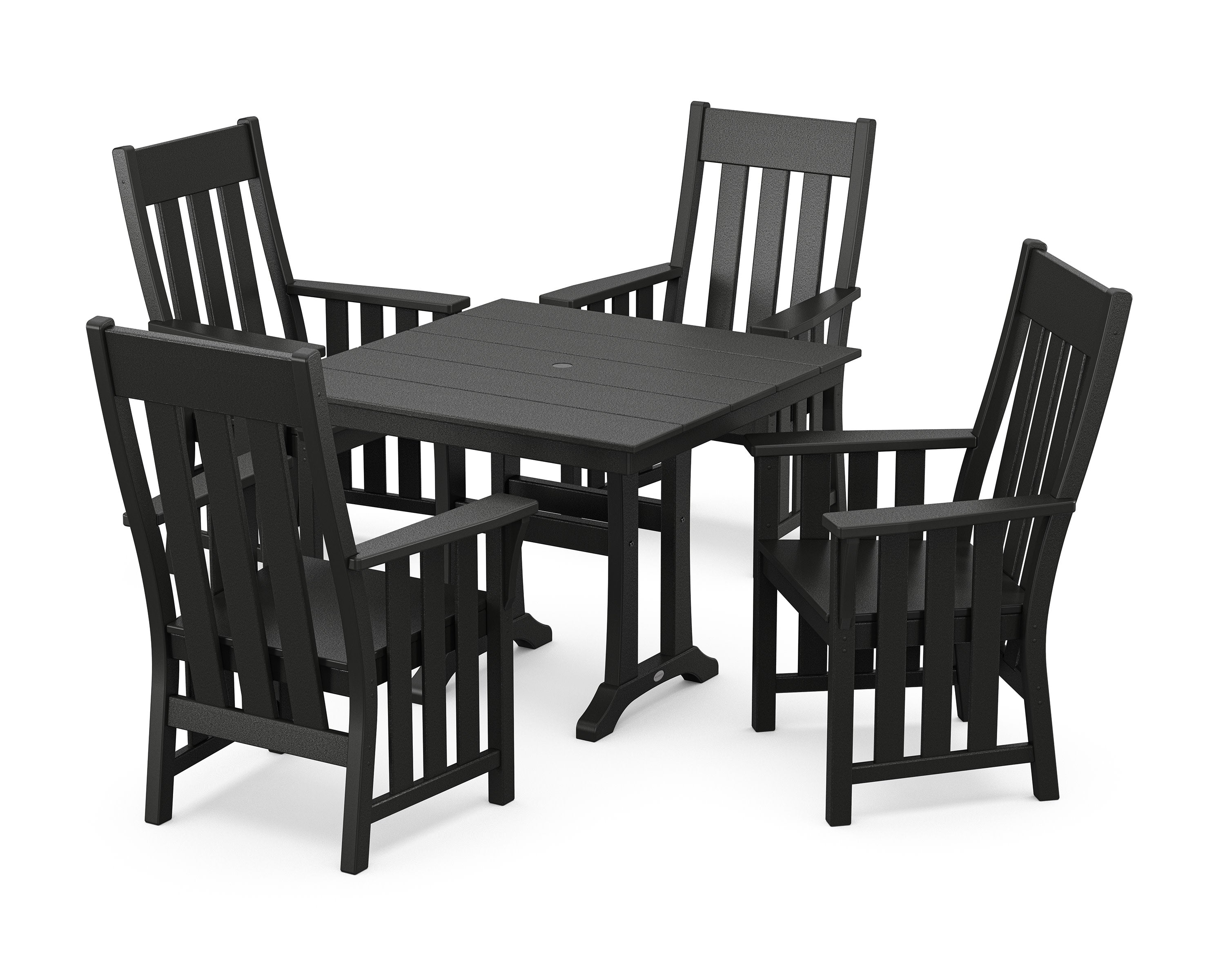 Acadia 5-Piece Farmhouse Dining Set with Trestle Legs in Black