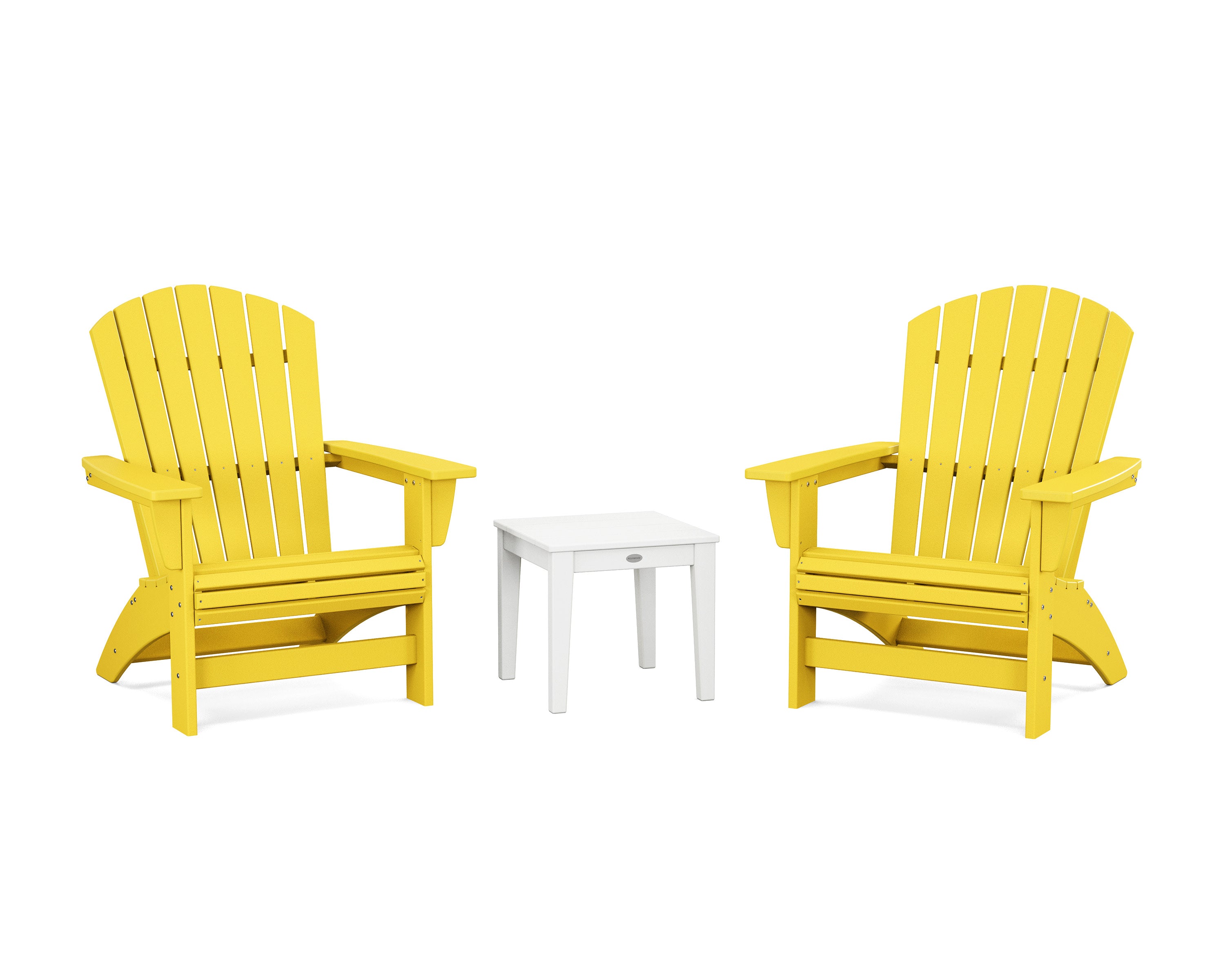 3-Piece Nautical Grand Adirondack Set in Lemon / White