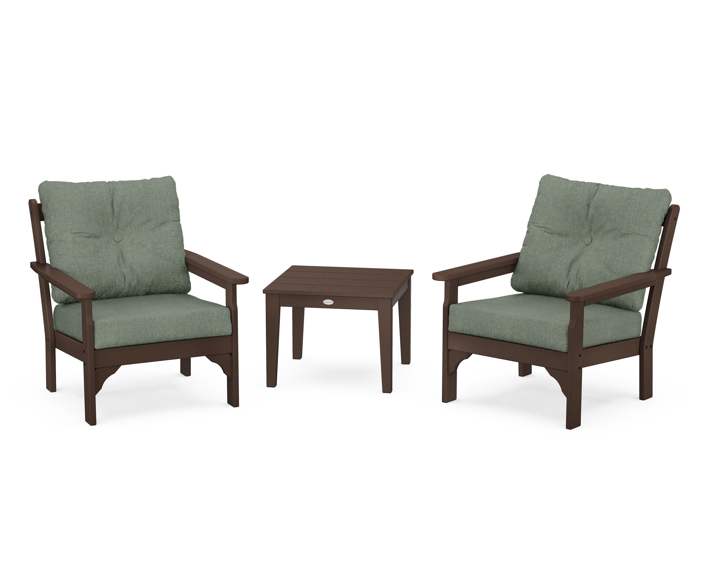 Vineyard 3-Piece Deep Seating Set in Mahogany / Cast Sage