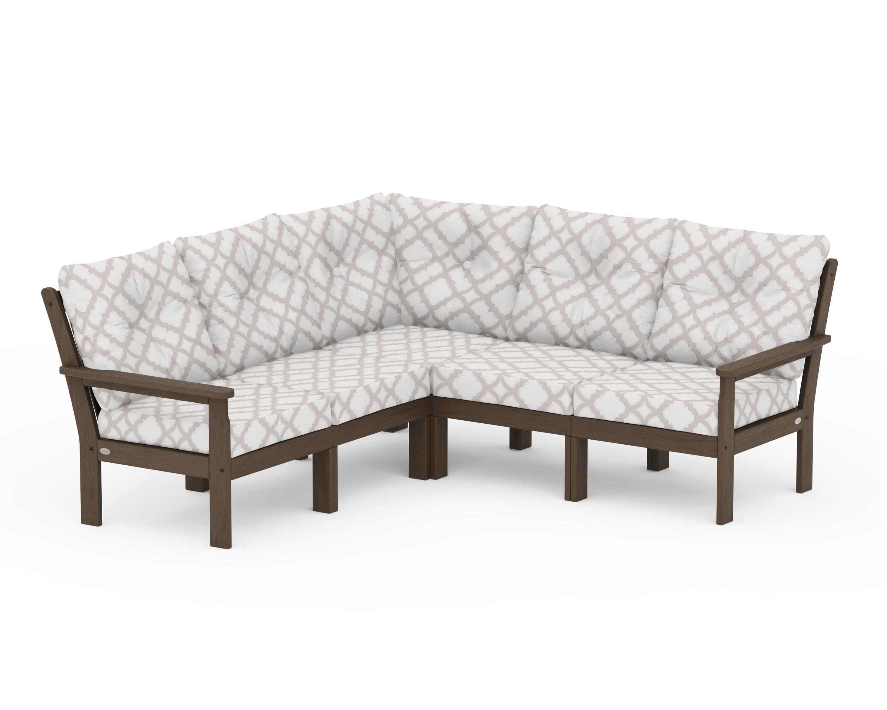 Vineyard 5-Piece Sectional in Kona / Trellis Dune Burlap