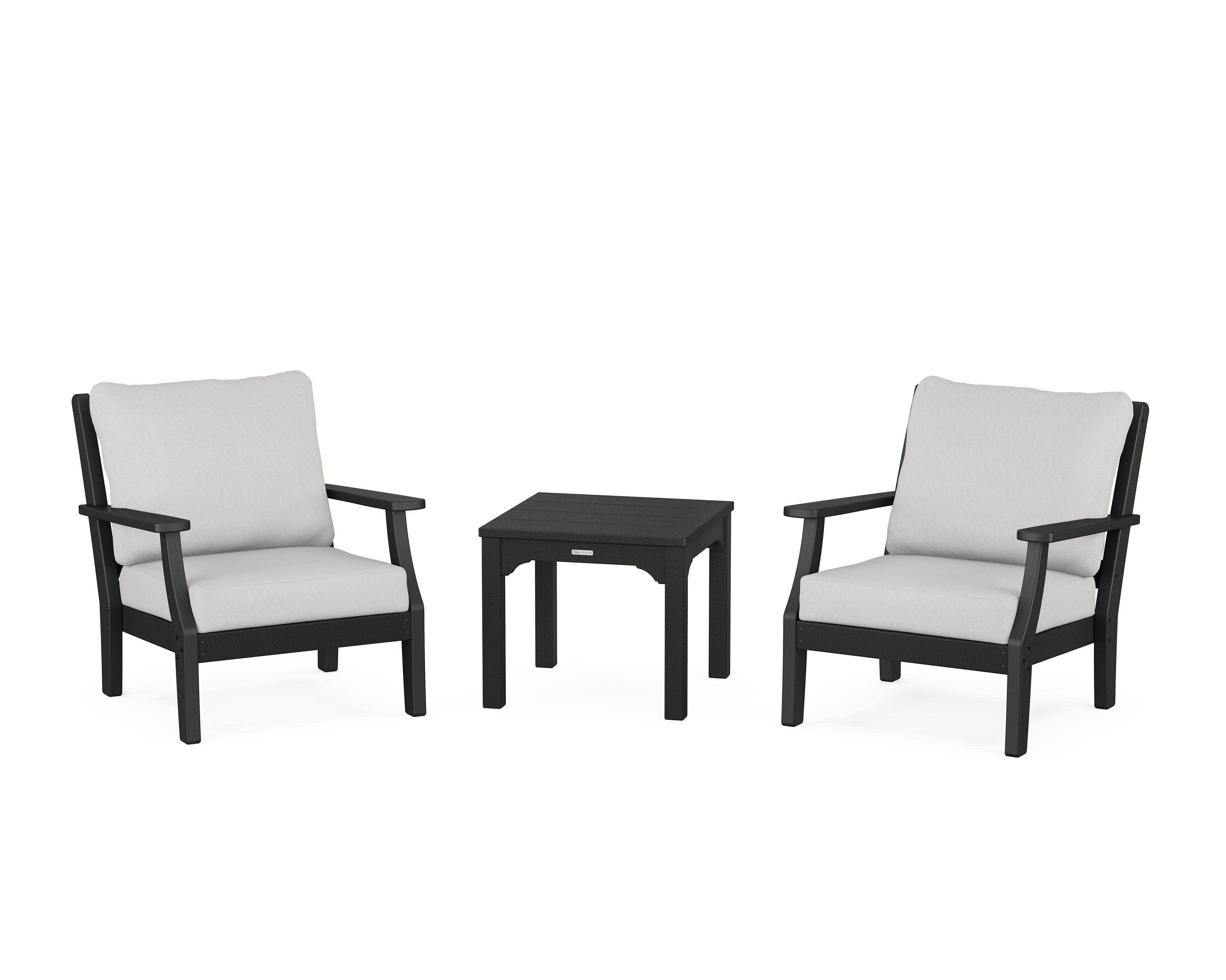 Chinoiserie 3-Piece Deep Seating Set in Black / Diamond in the Rough