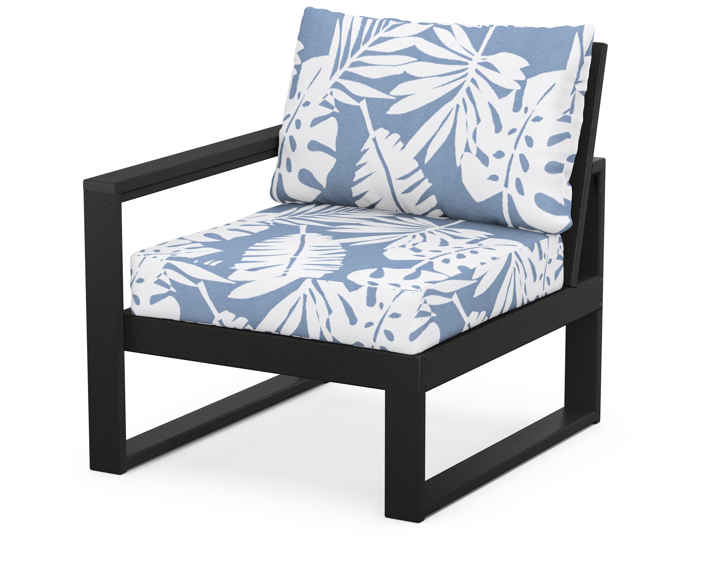 EDGE Modular Left Arm Chair in Black / Leaf Sky Blue
