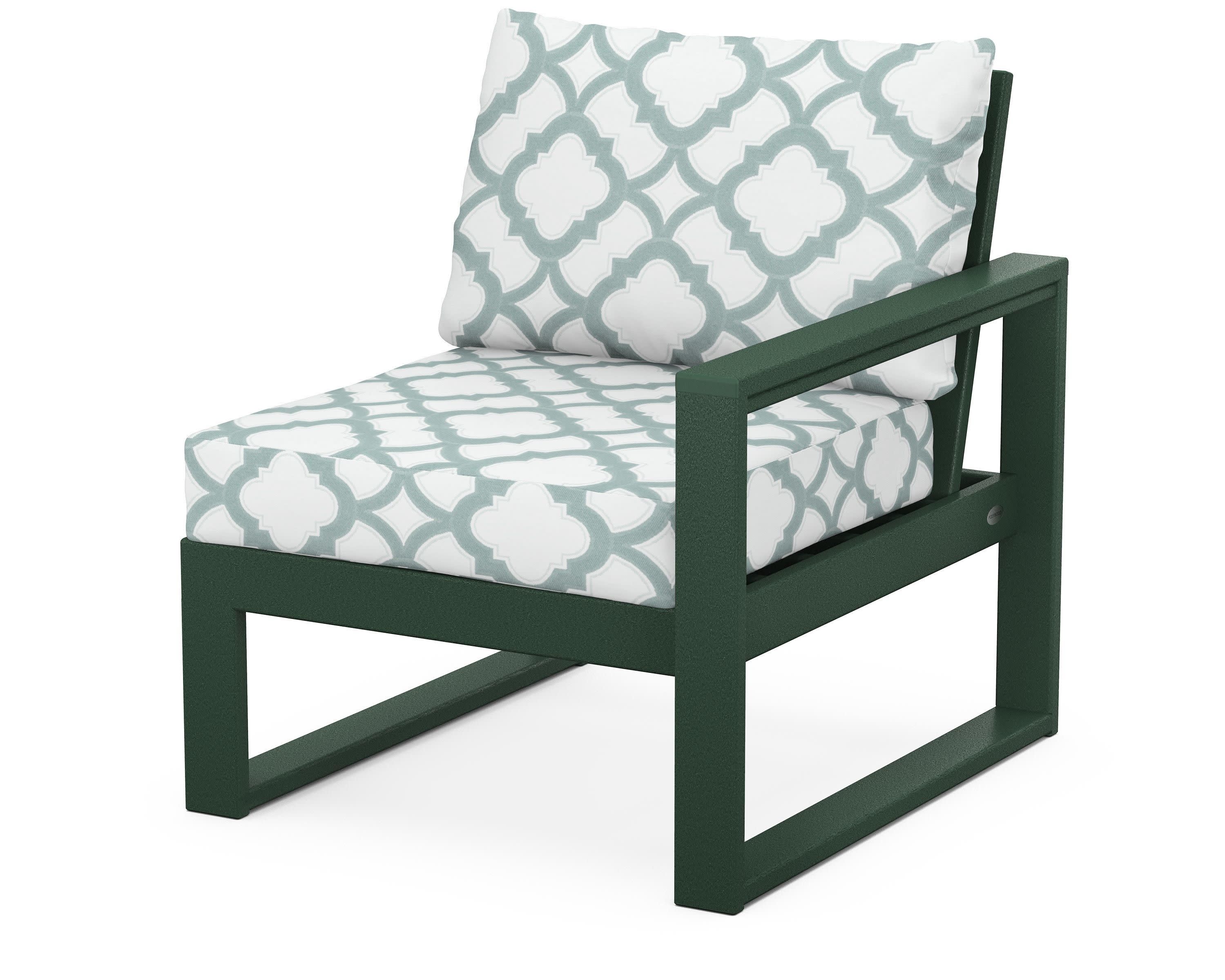 EDGE Modular Right Arm Chair in Green / Trellis Glacier Spa