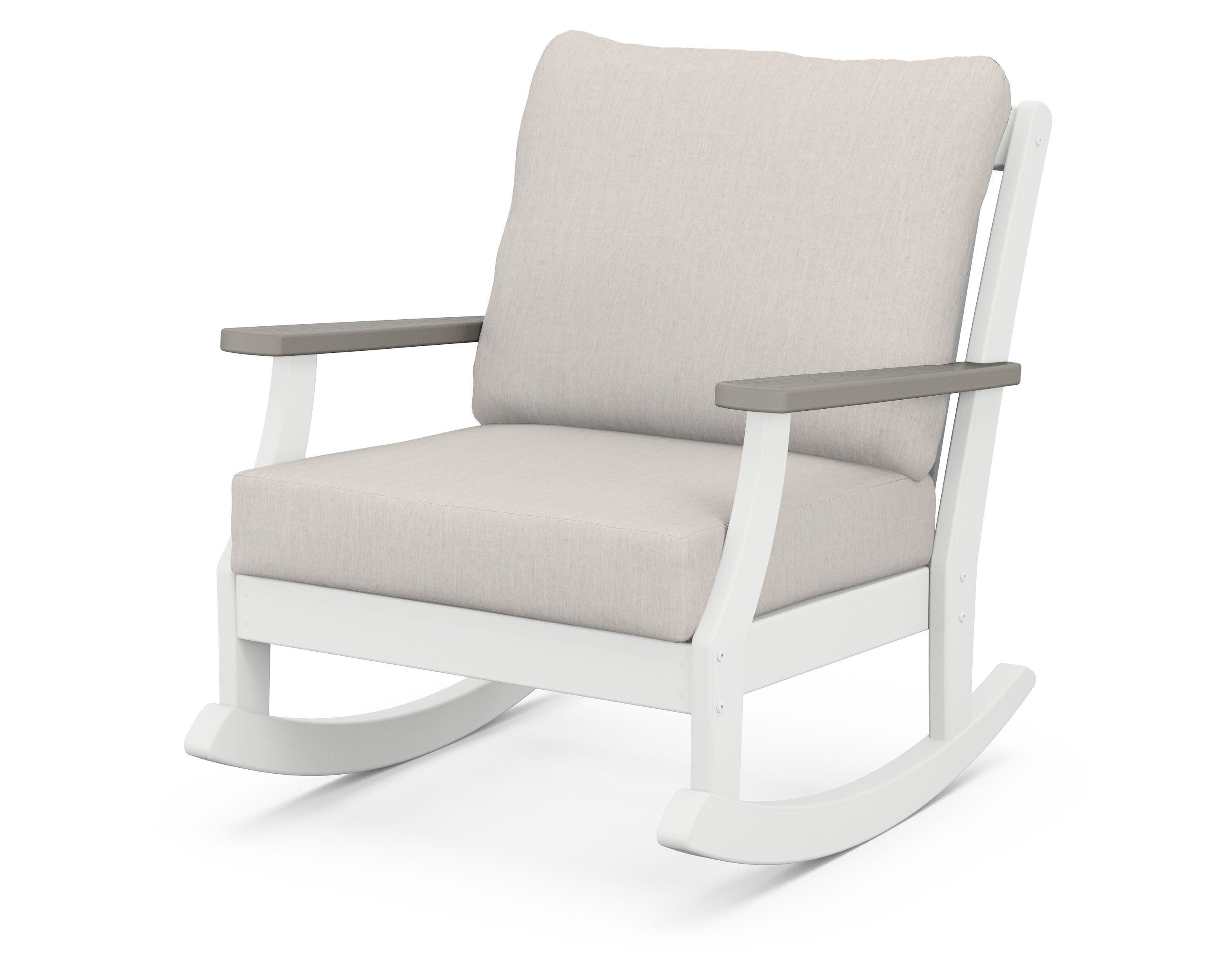 Braxton Deep Seating Rocking Chair in White / Driftwood / Cast Ash