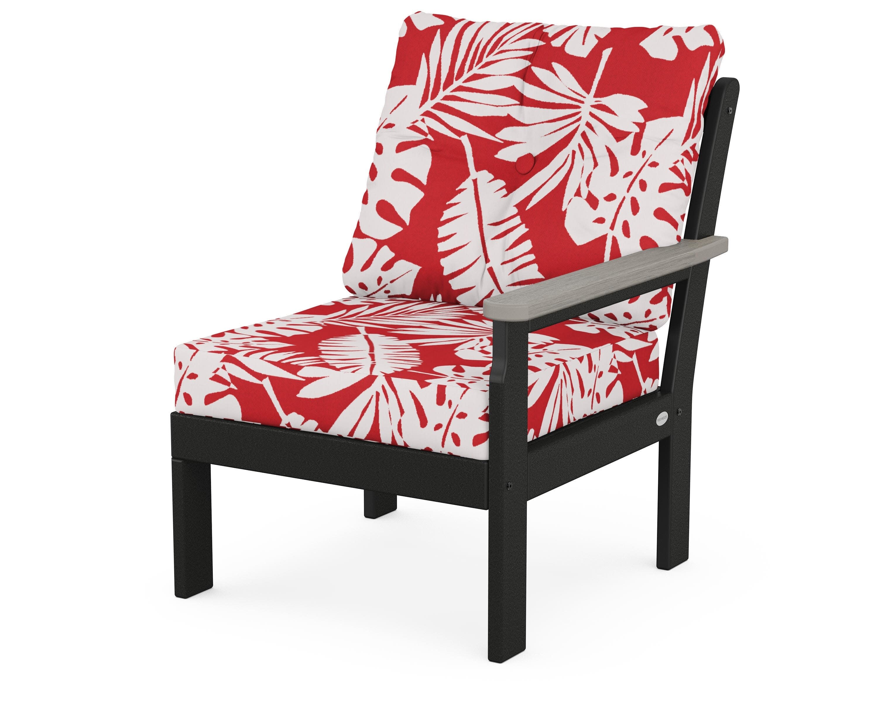 Vineyard Modular Right Arm Chair in Black / Driftwood / Leaf Crimson