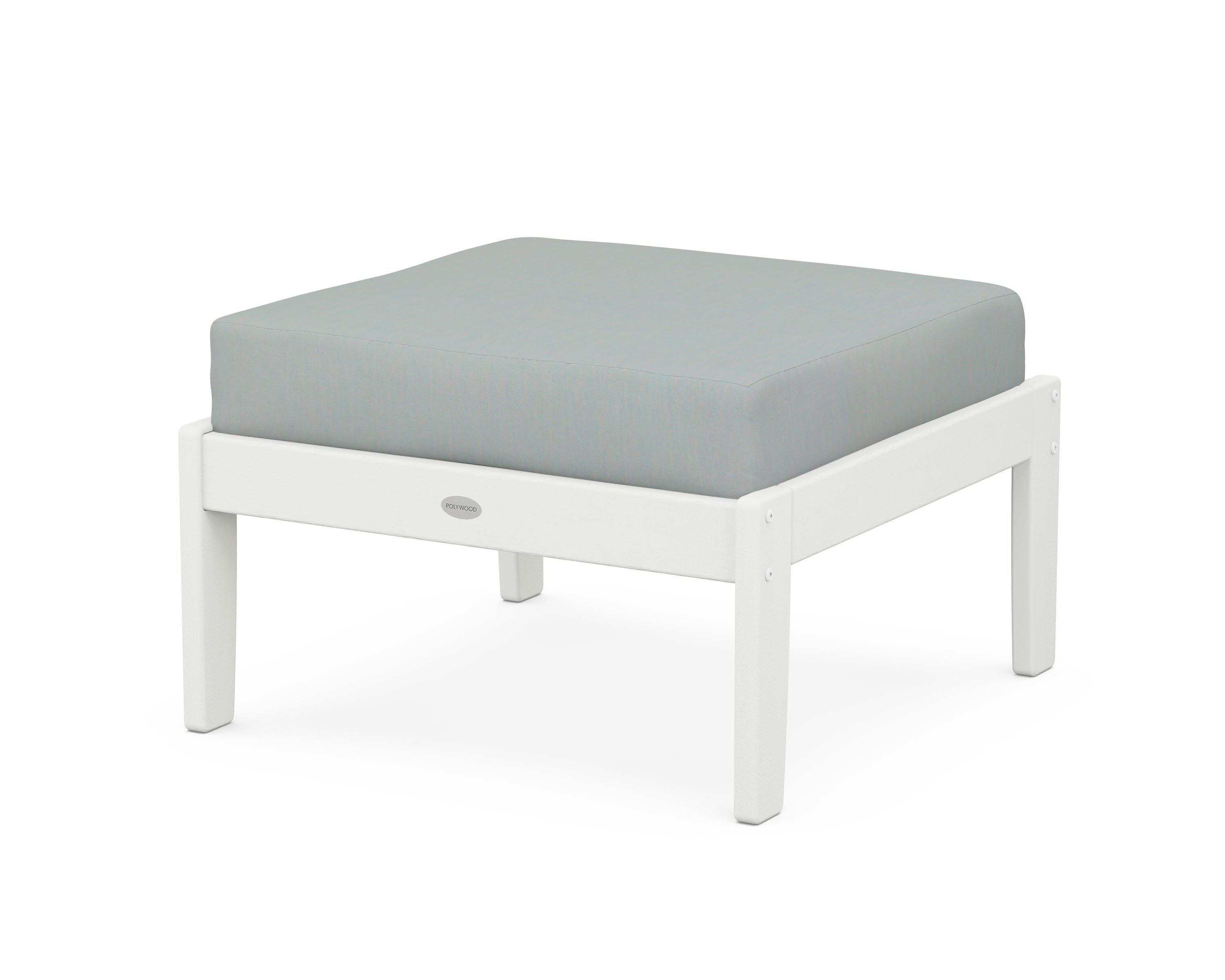 Braxton Deep Seating Ottoman in Vintage White / Spa
