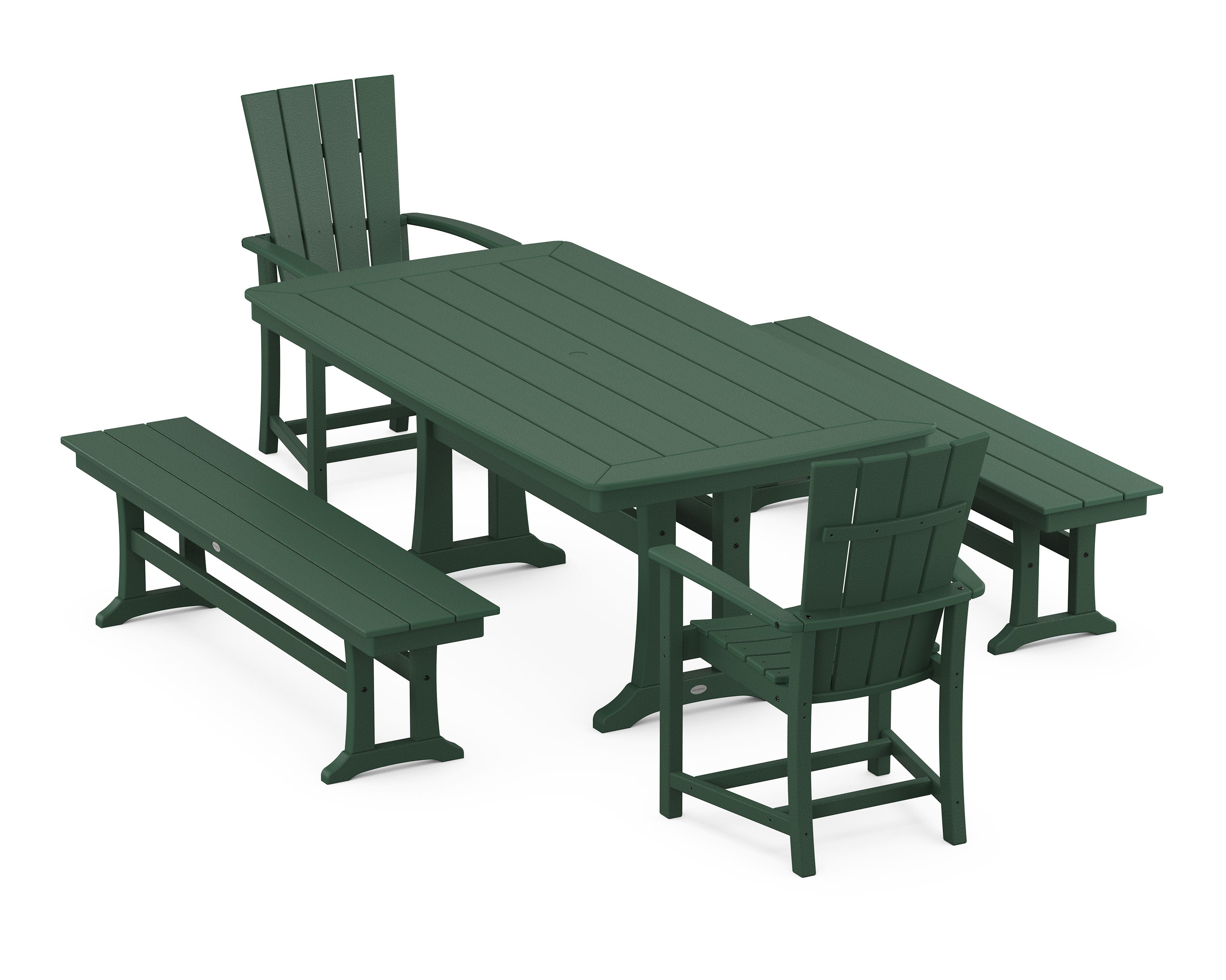 Quattro 5-Piece Dining Set with Trestle Legs in Green