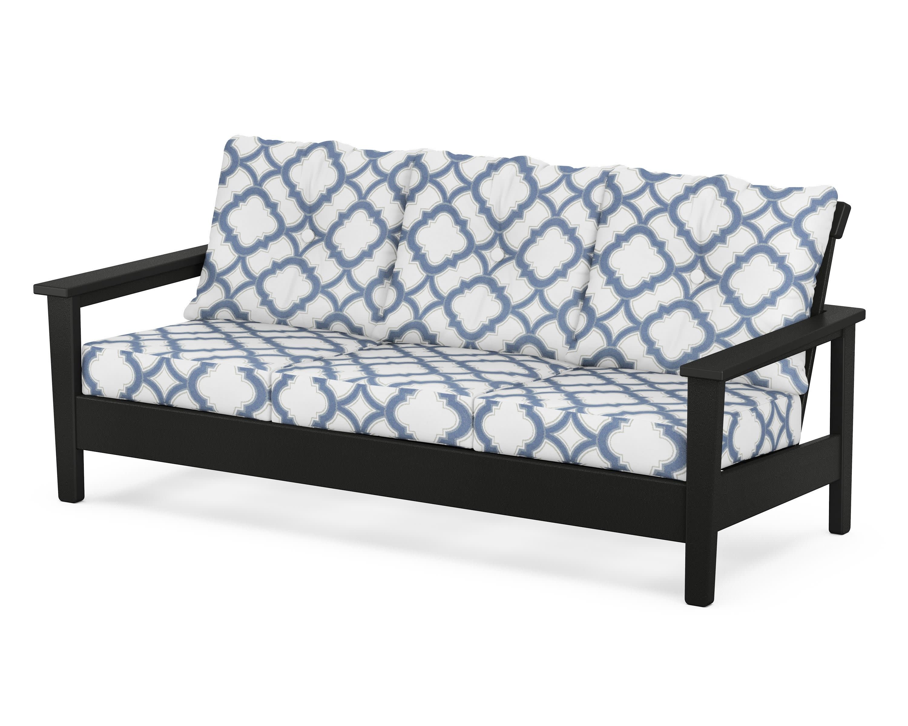 Prescott Deep Seating Sofa in Black / Trellis Sky Blue