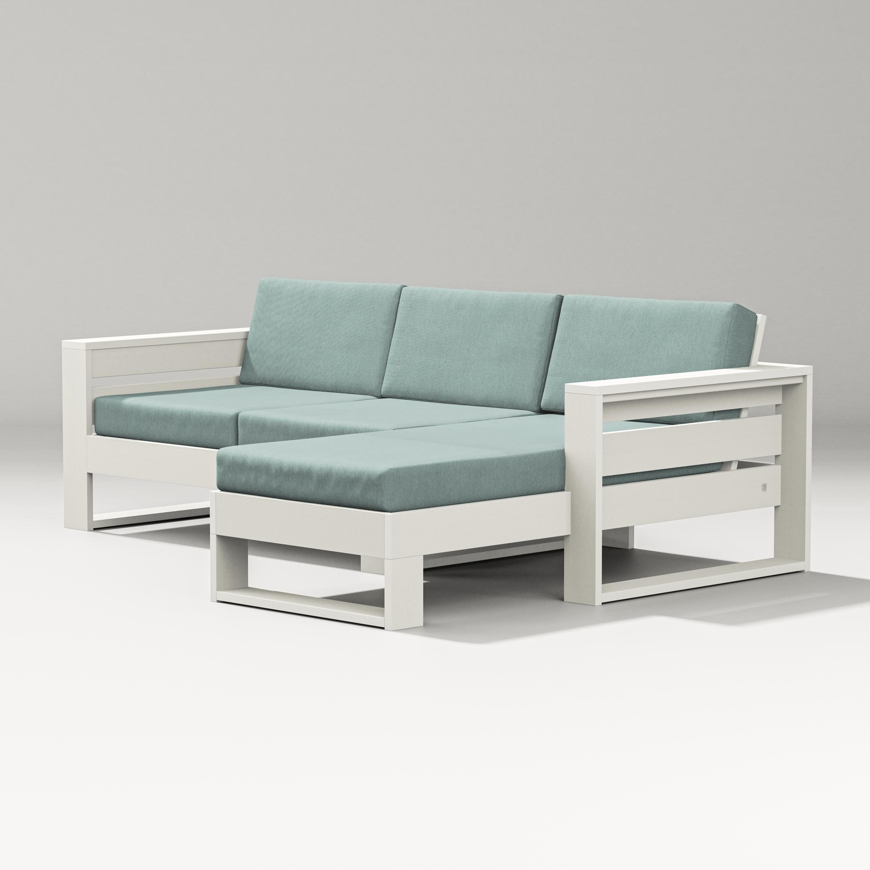 Latitude Right Chaise Sectional in Vintage White / Glacier Spa
