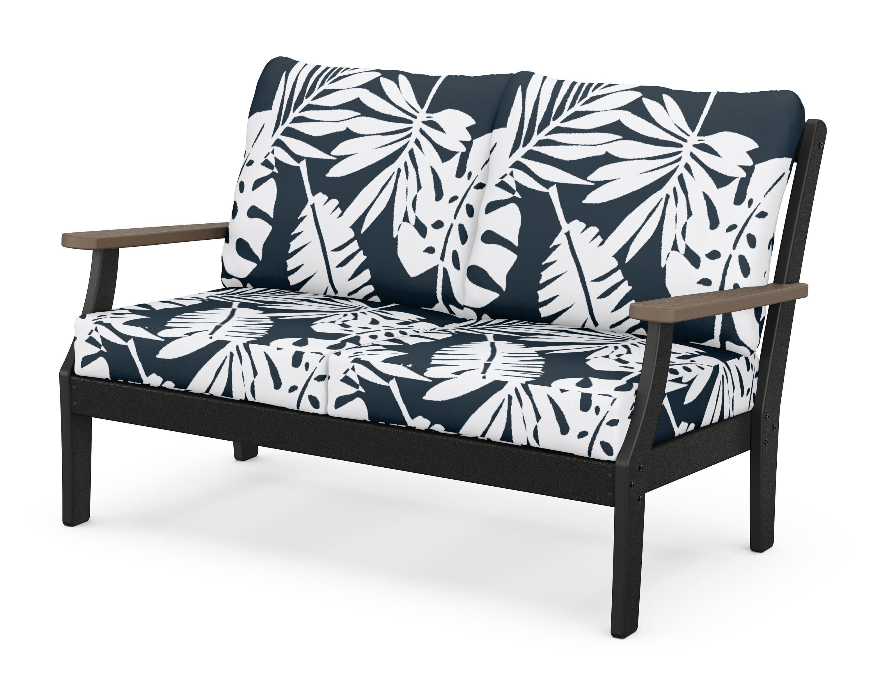 Braxton Deep Seating Loveseat in Black / Kona / Leaf Marine Indigo