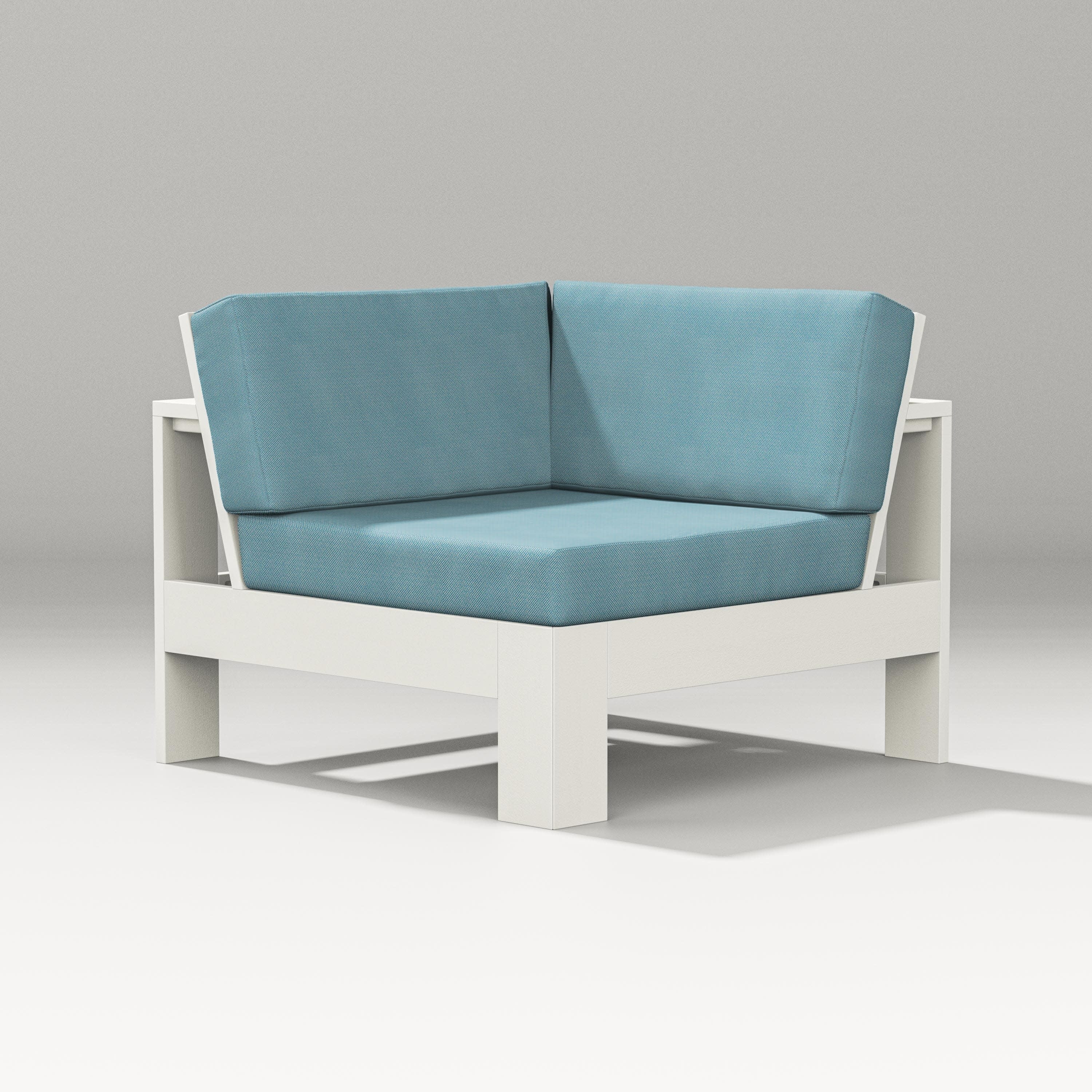 Latitude Modular Corner Chair in Vintage White / Lattice Sky Blue
