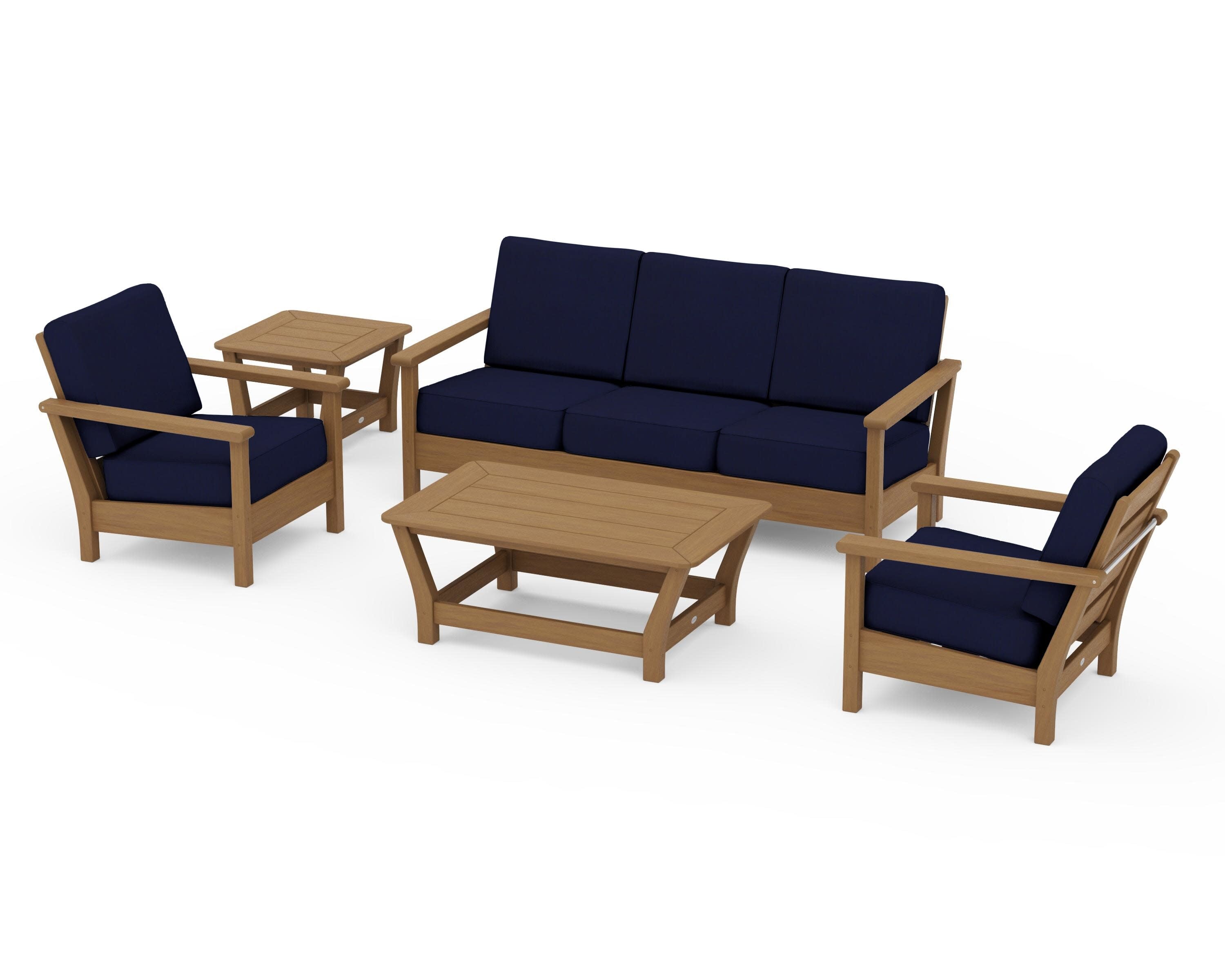 Harbour 5-Piece Deep Seating Set in Natural / Navy
