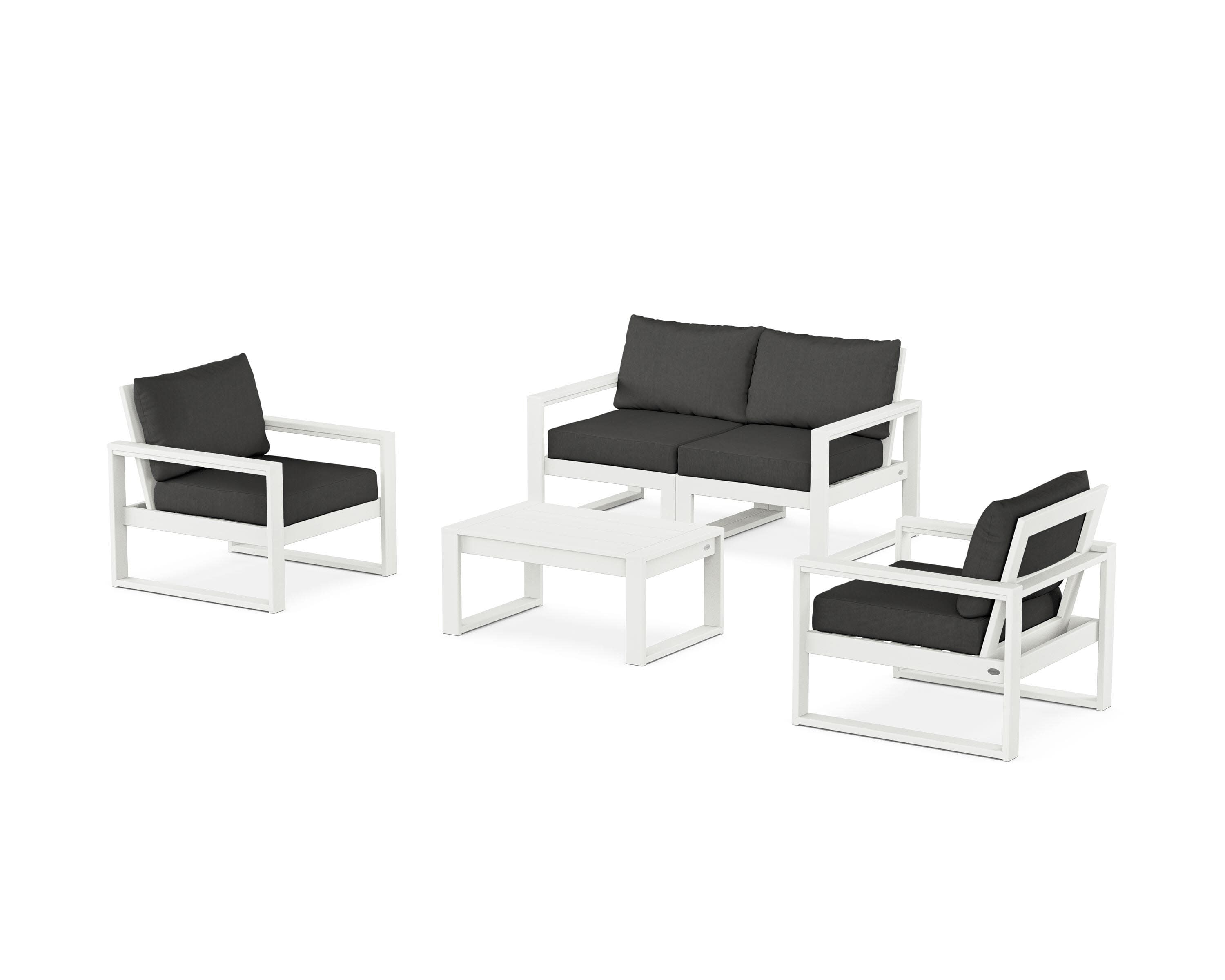 EDGE Sectional 4-Piece Deep Seating Set with Loveseat in Vintage White / Spectrum Carbon