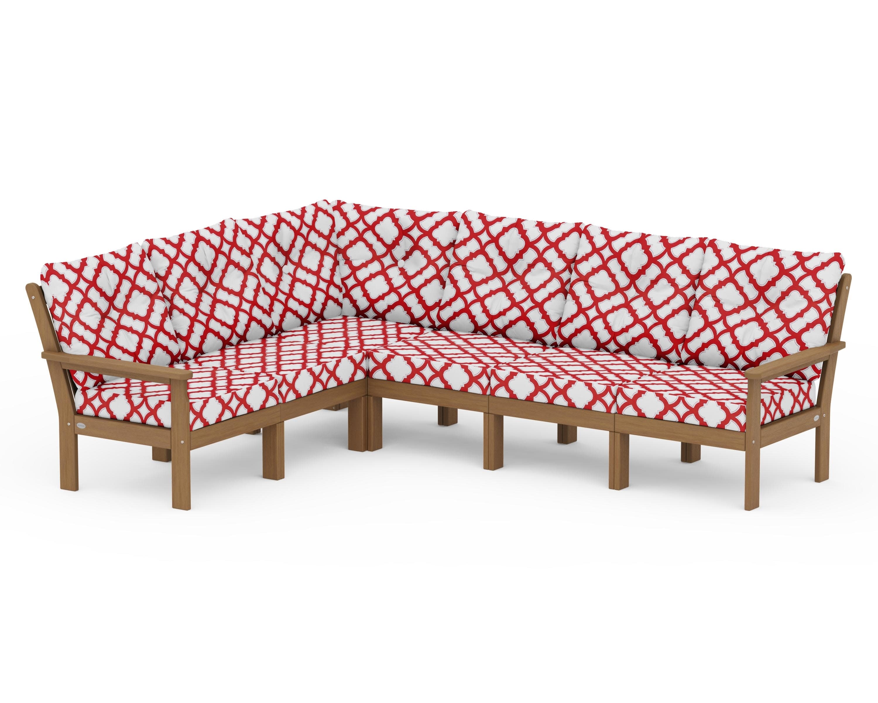 Vineyard 6-Piece Sectional in Natural / Trellis Crimson