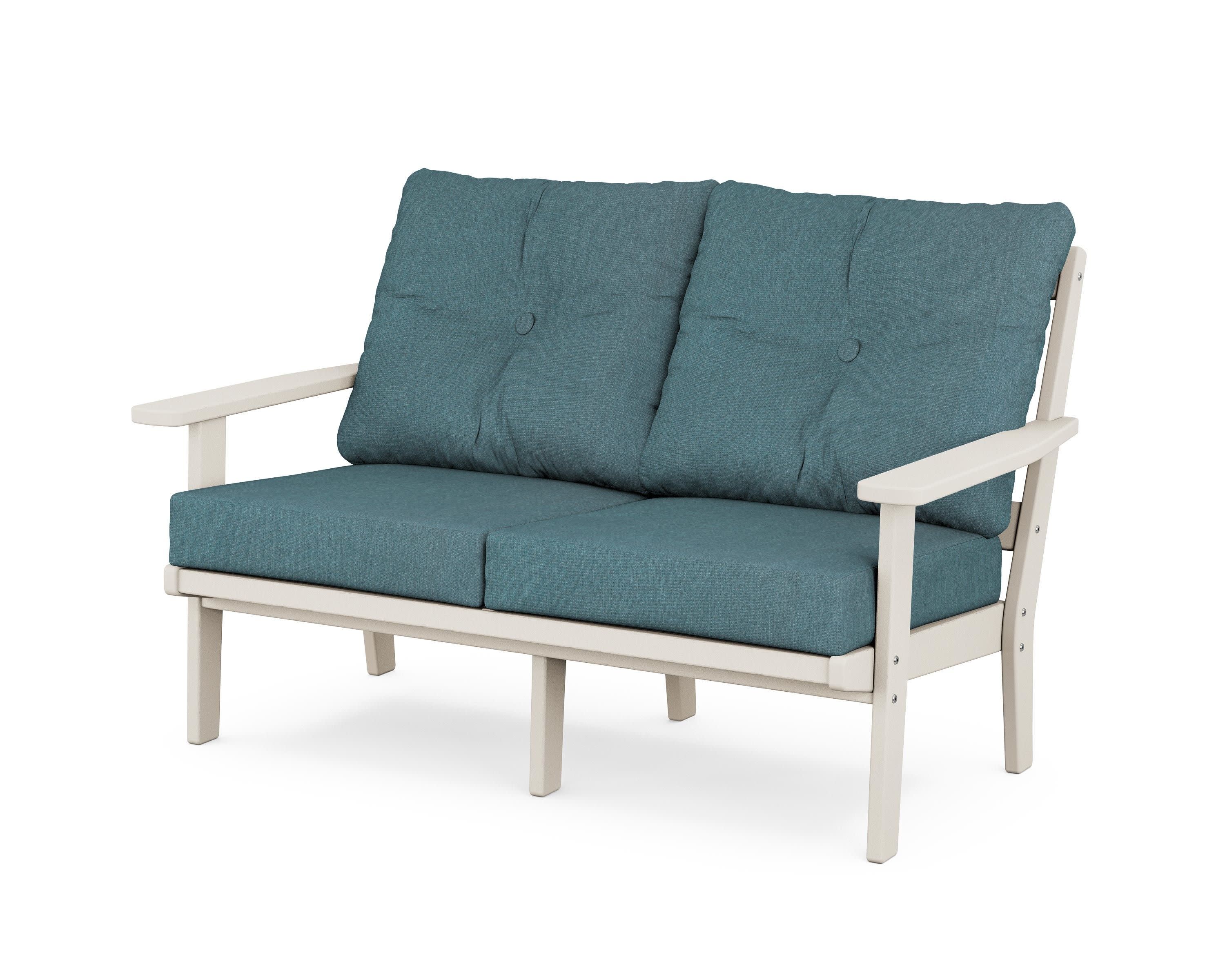 Oxford Deep SeatingLoveseat in Sand / Ocean Teal