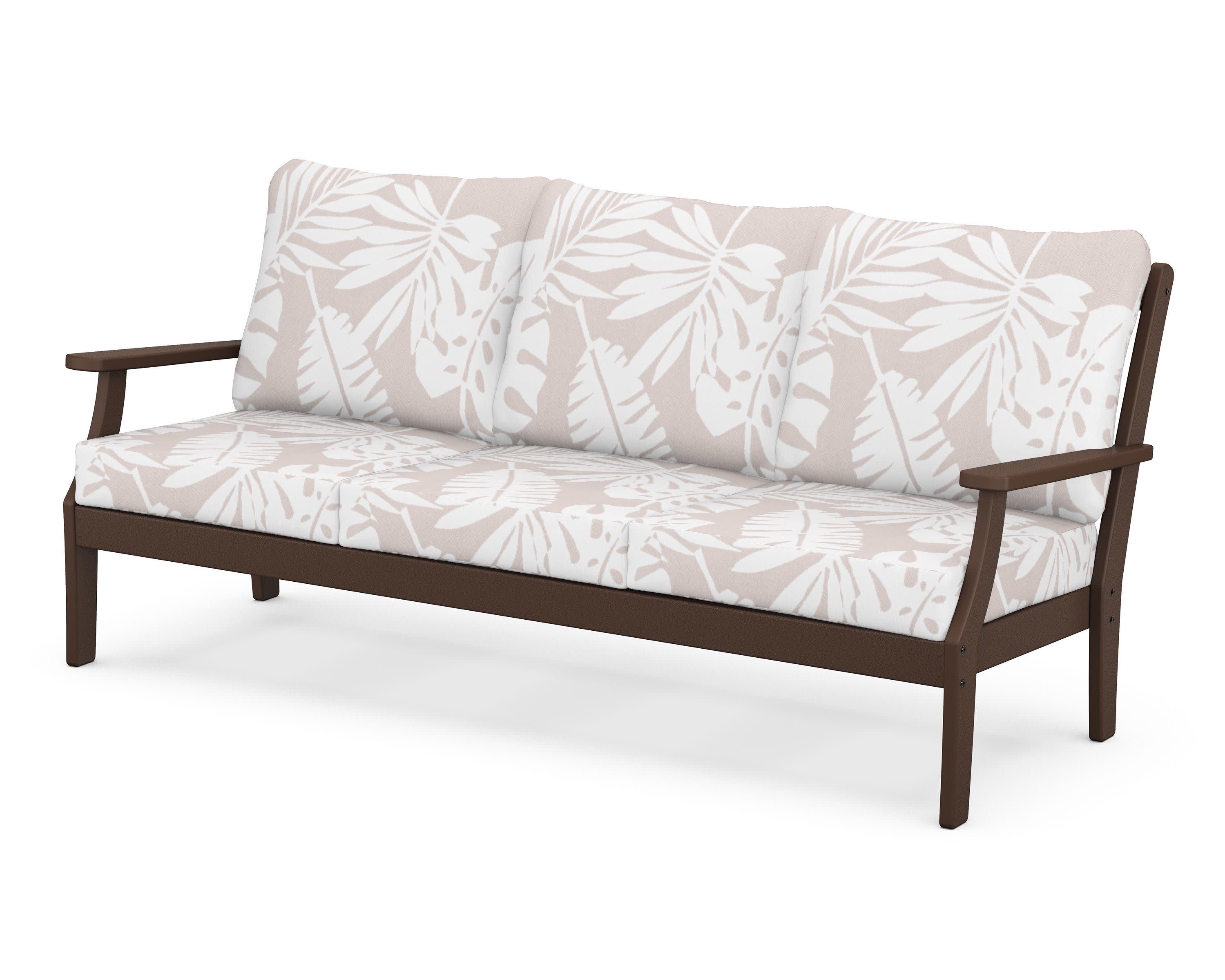 Braxton Deep Seating Sofa in Mahogany / Leaf Dune Burlap