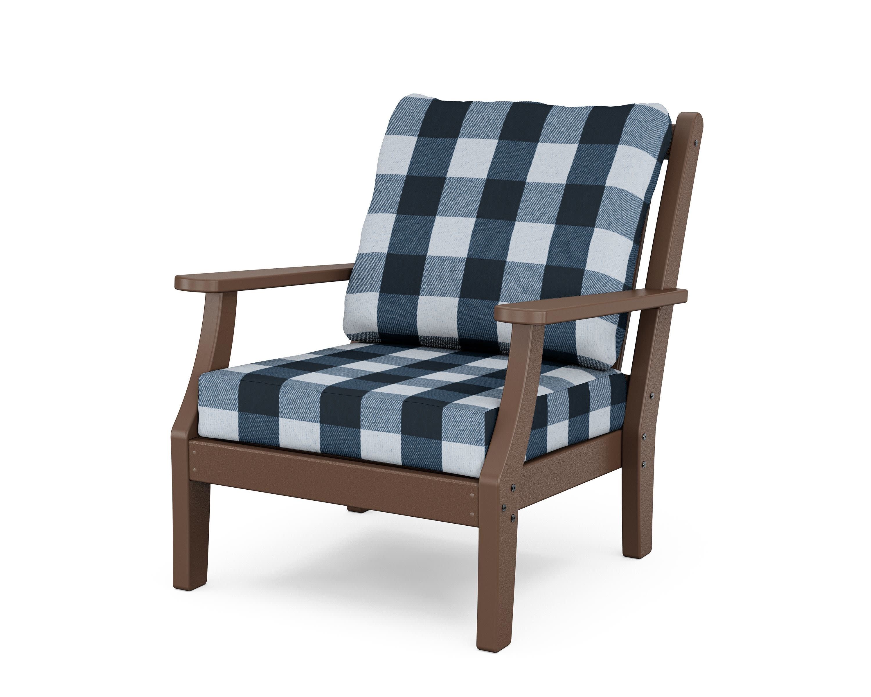 Wovendale Deep Seating Chair in Mahogany / Buffalo Plaid Marine Indigo