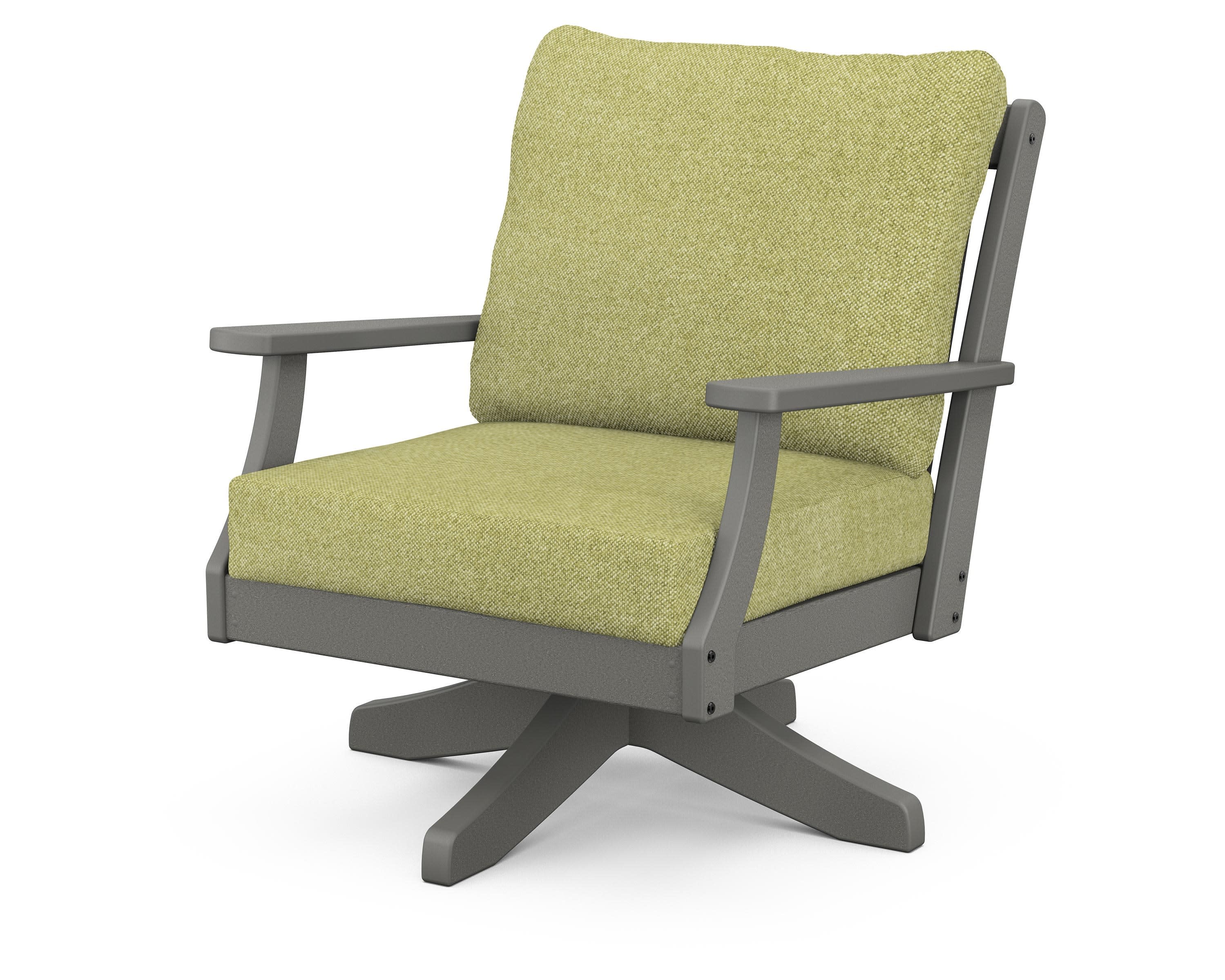Braxton Deep Seating Swivel Chair in Slate Grey / Chartreuse Boucle