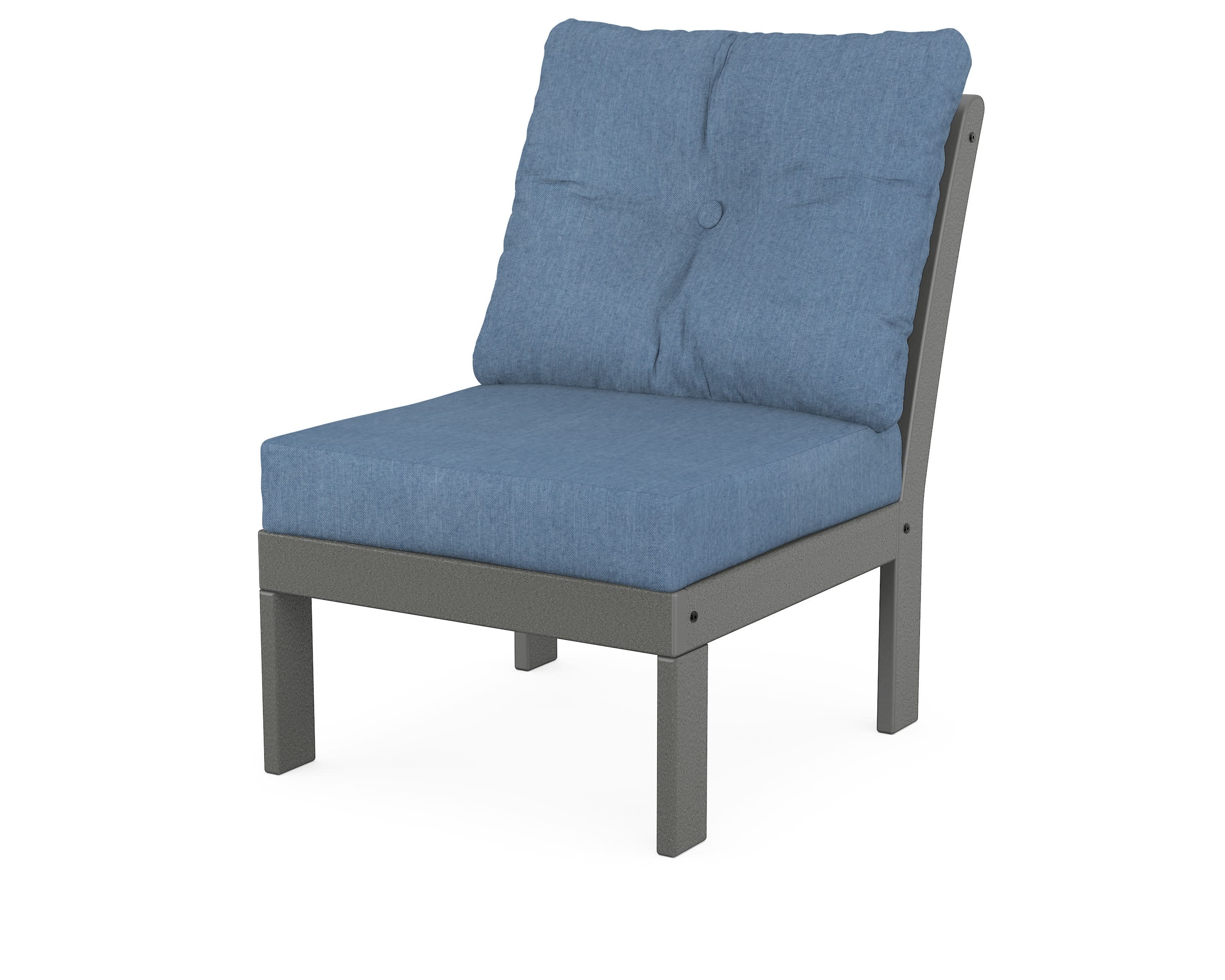 Vineyard Modular Armless Chair in Slate Grey / Sky Blue