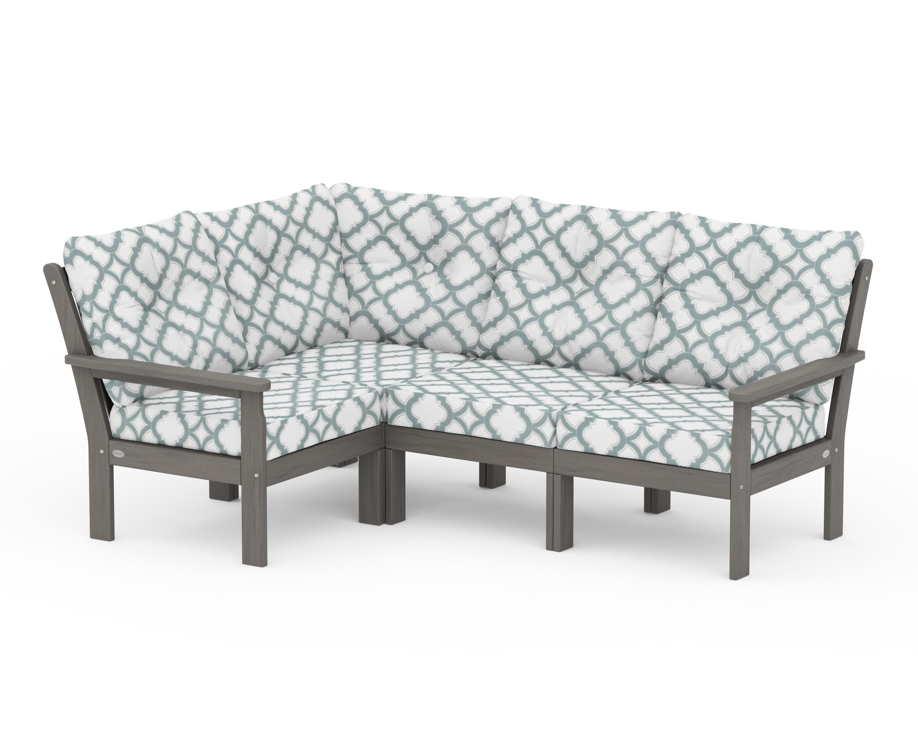 Vineyard 4-Piece Sectional in Driftwood / Trellis Glacier Spa