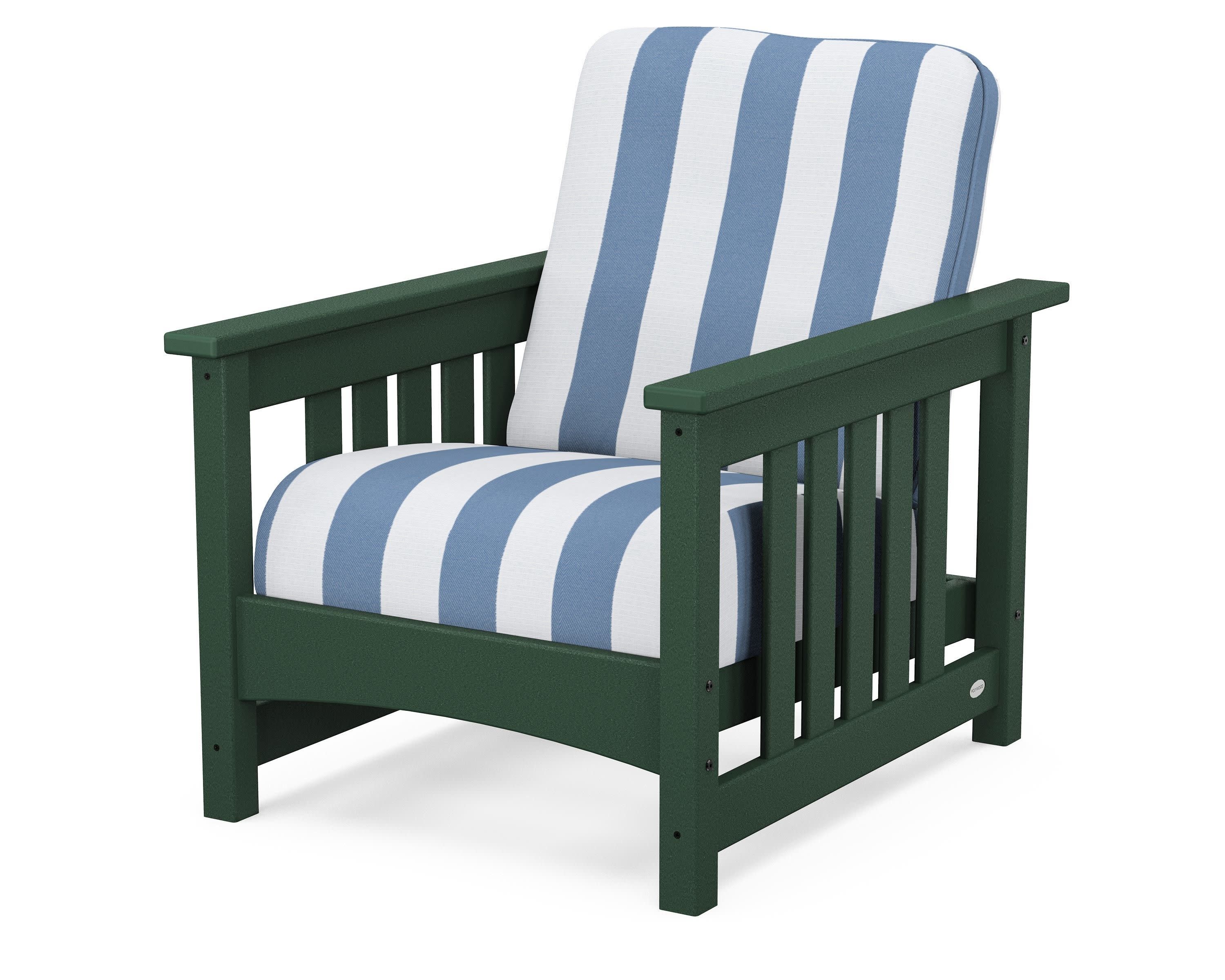 Club Mission Chair in Green / Cabana Stripe Sky Blue