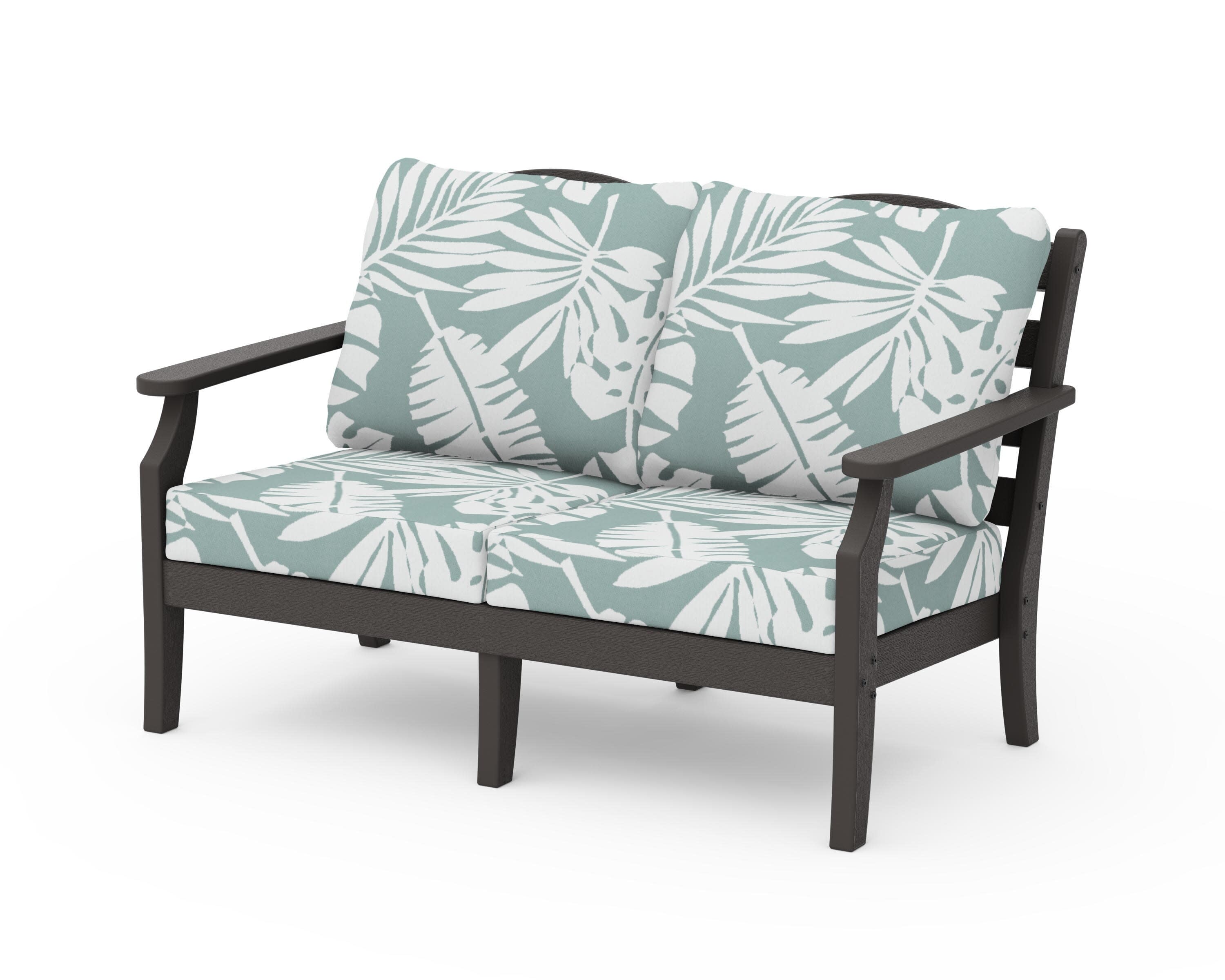 Savannah Deep Seating Loveseat in Vintage Coffee / Leaf Glacier Spa