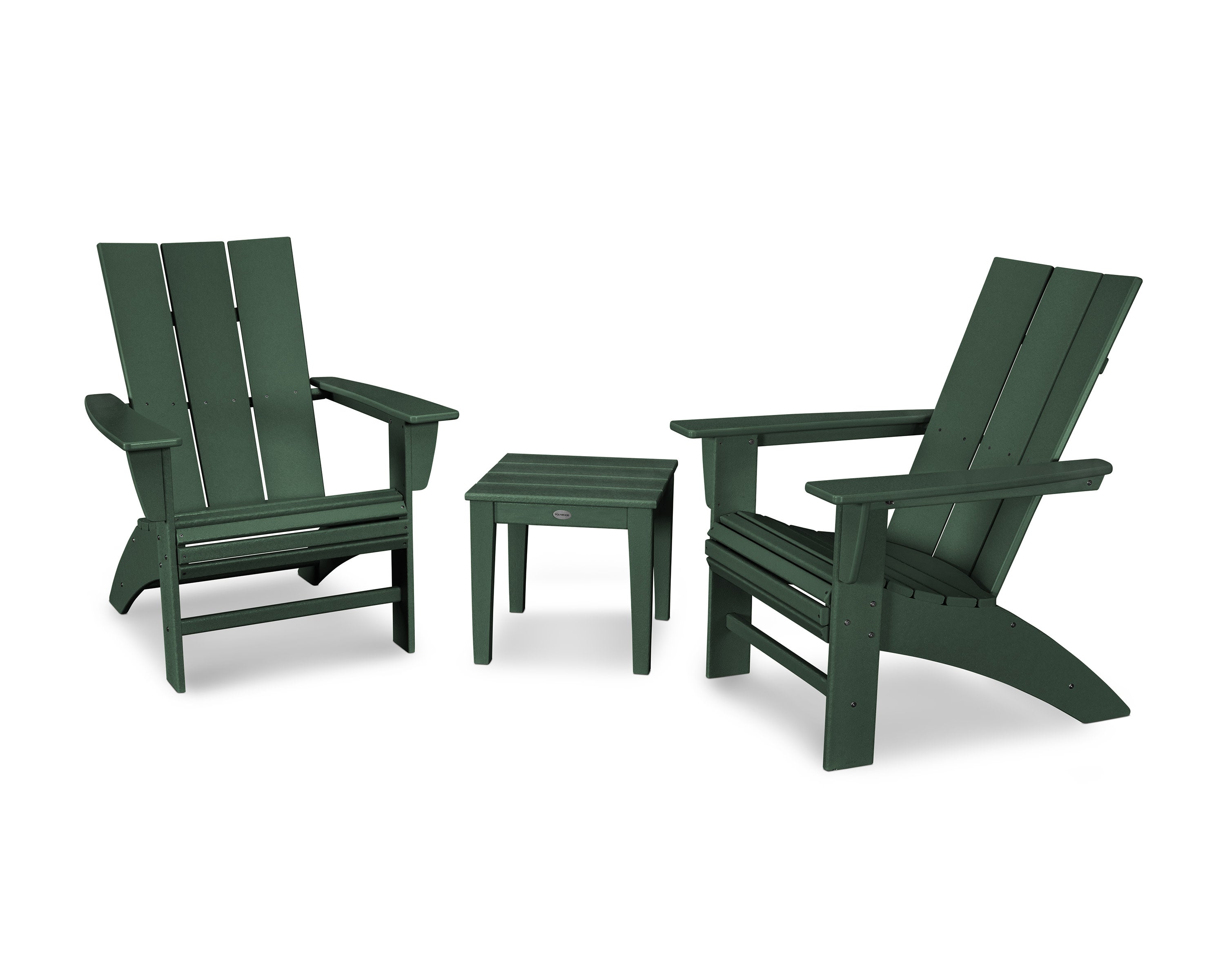 Modern 3-Piece Curveback Adirondack Set in Green