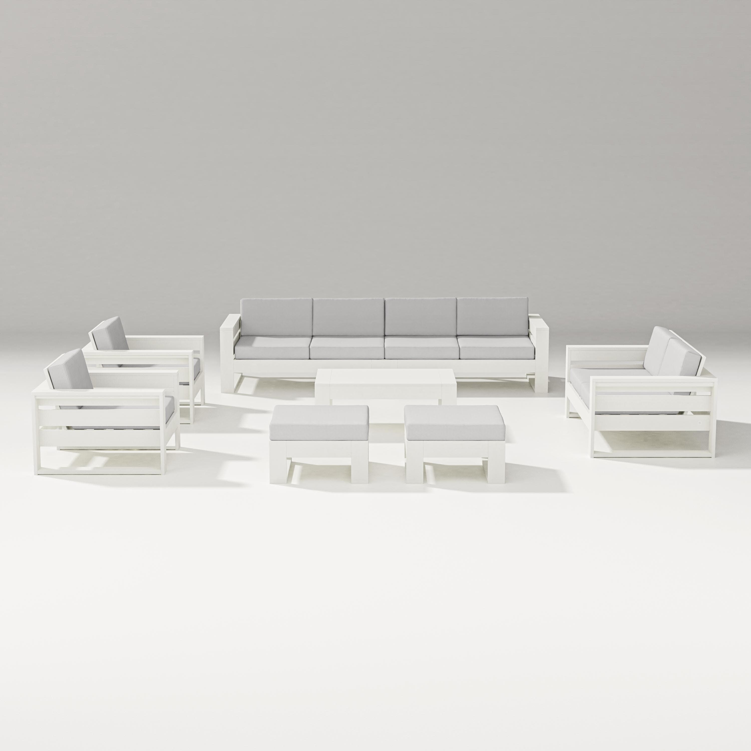 Latitude 8-Piece Lounge Sofa Set in Vintage White / Diamond in the Rough
