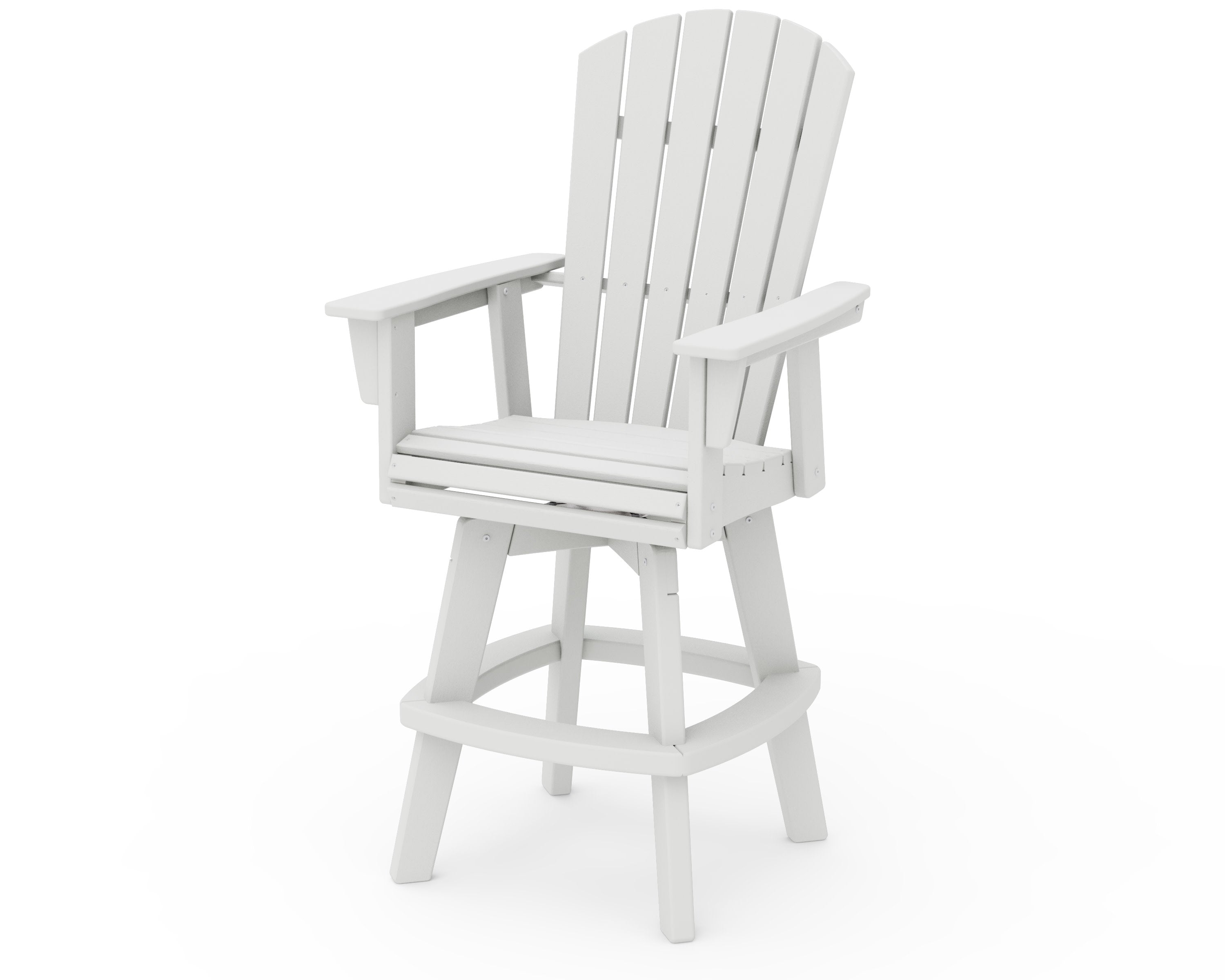 Nautical Curveback Adirondack Swivel Bar Chair in Vintage White