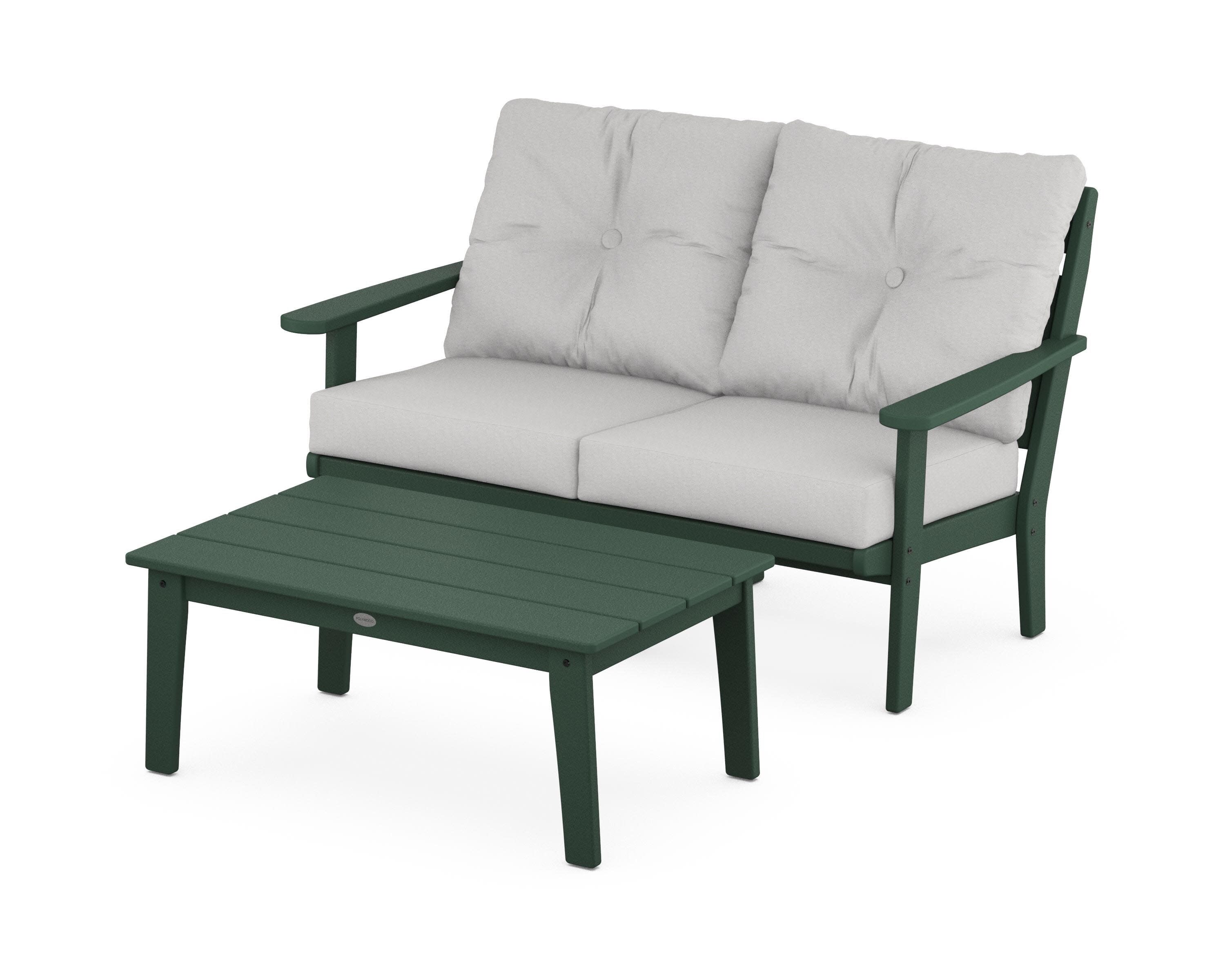 Lakeside 2-Piece Lounge Loveseat Set in Green / Diamond in the Rough