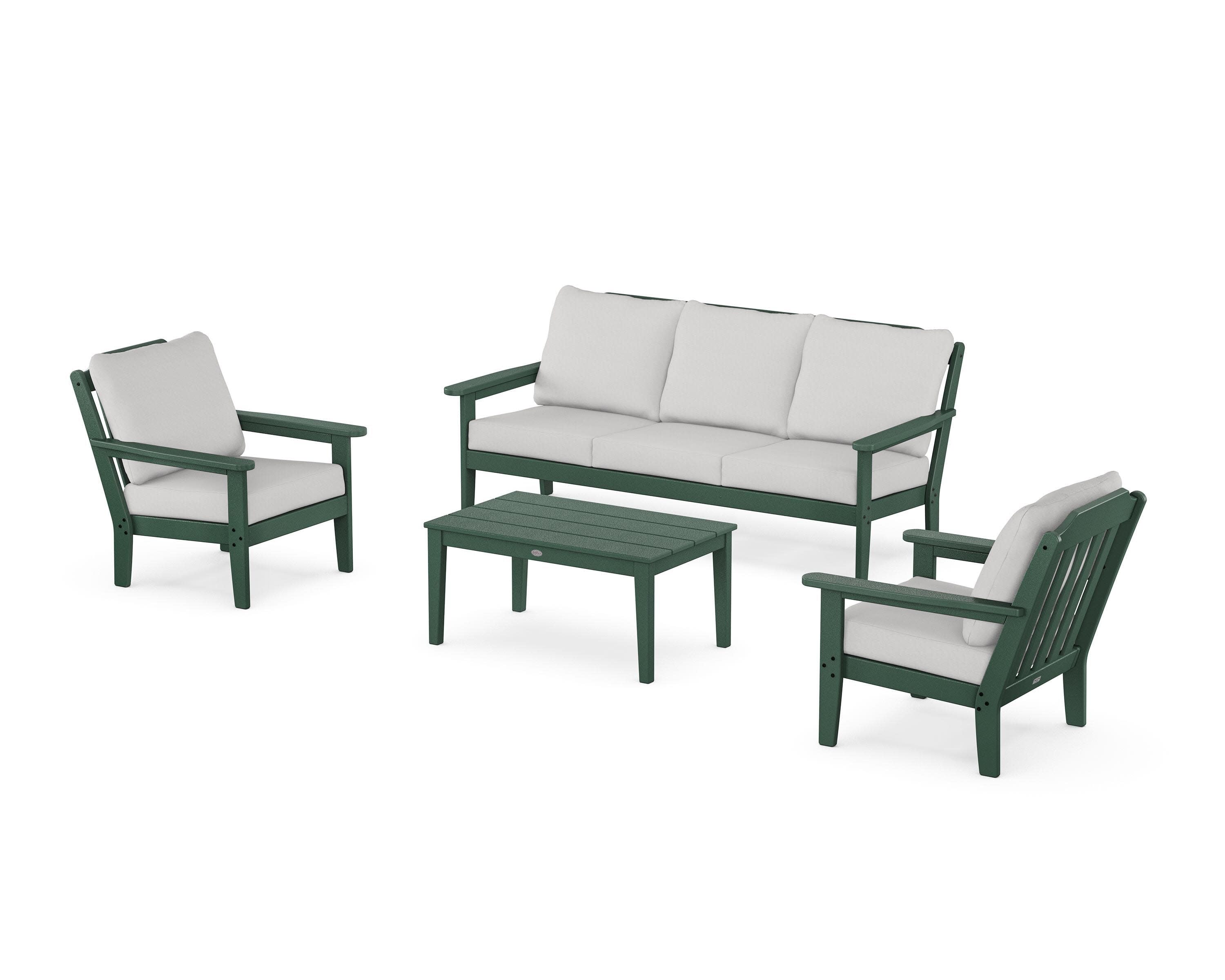 Cottage 4-Piece Deep Seating Set with Sofa in Green / Diamond in the Rough