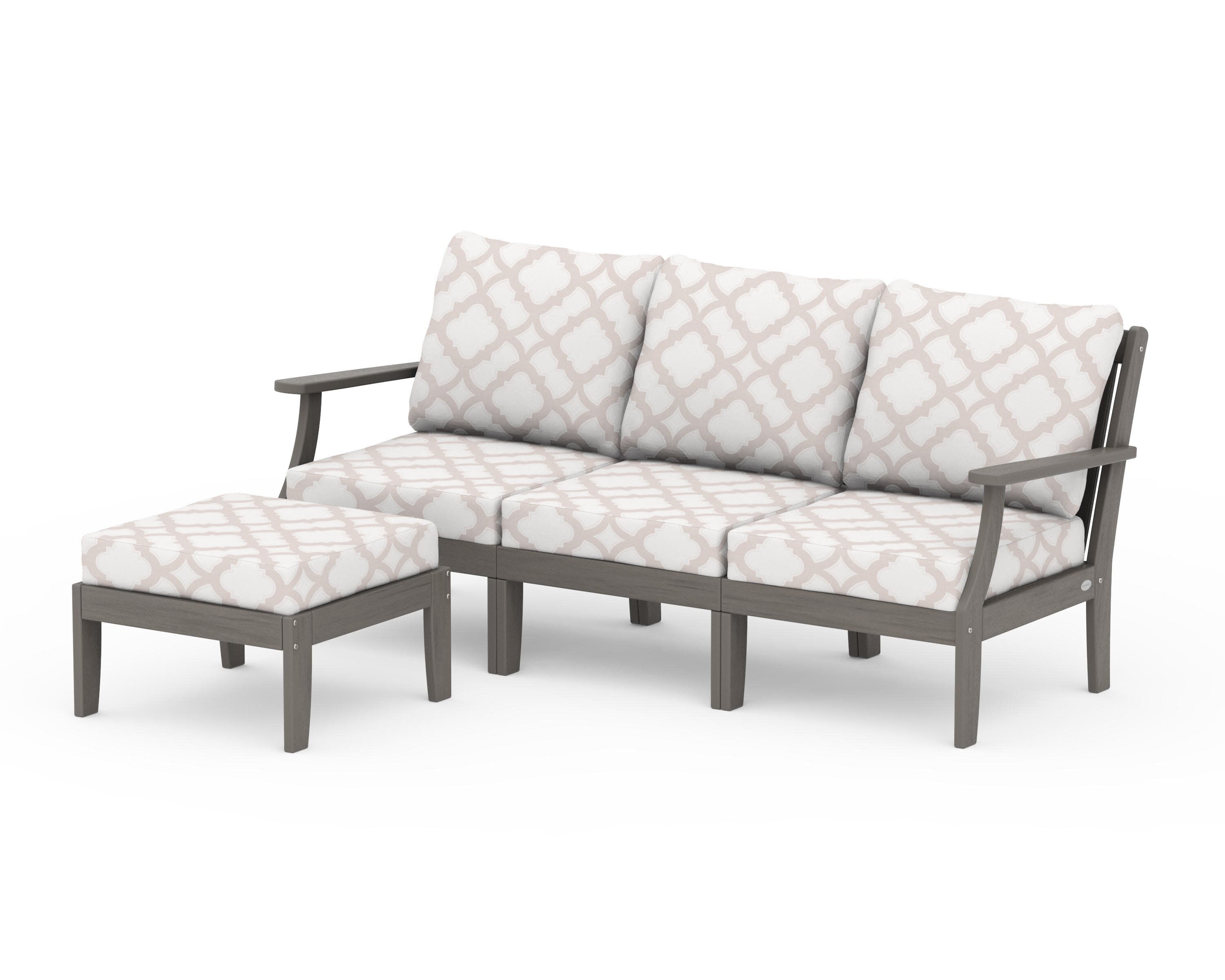 Braxton Modular 4-Piece Deep Seating Set with Ottoman in Driftwood / Trellis Dune Burlap